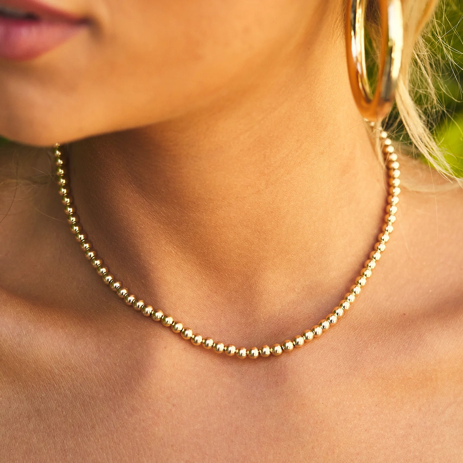 4mm Gold Bead Ball Necklace - Image 3