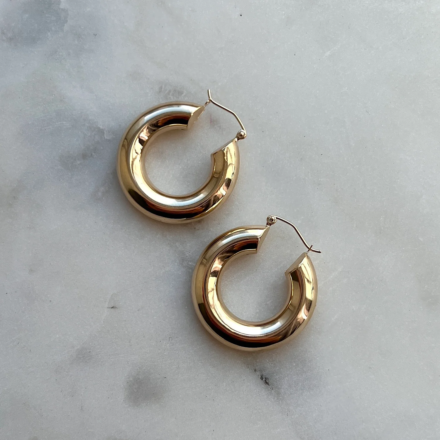 6mm Chunky Hoop Earrings - Image 2