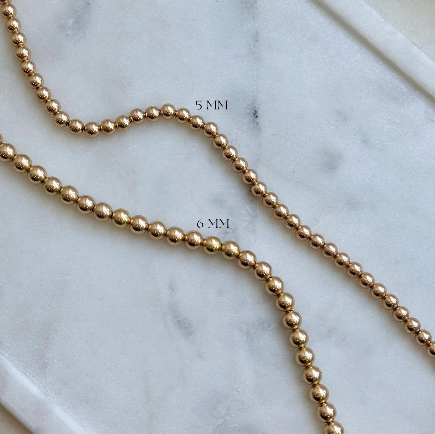 6mm Gold Bead Ball Necklace - Image 2