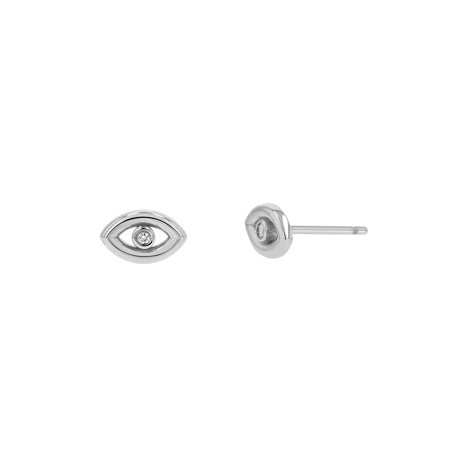 Bezel Set Evil Eye Stud Earrings - Image 6