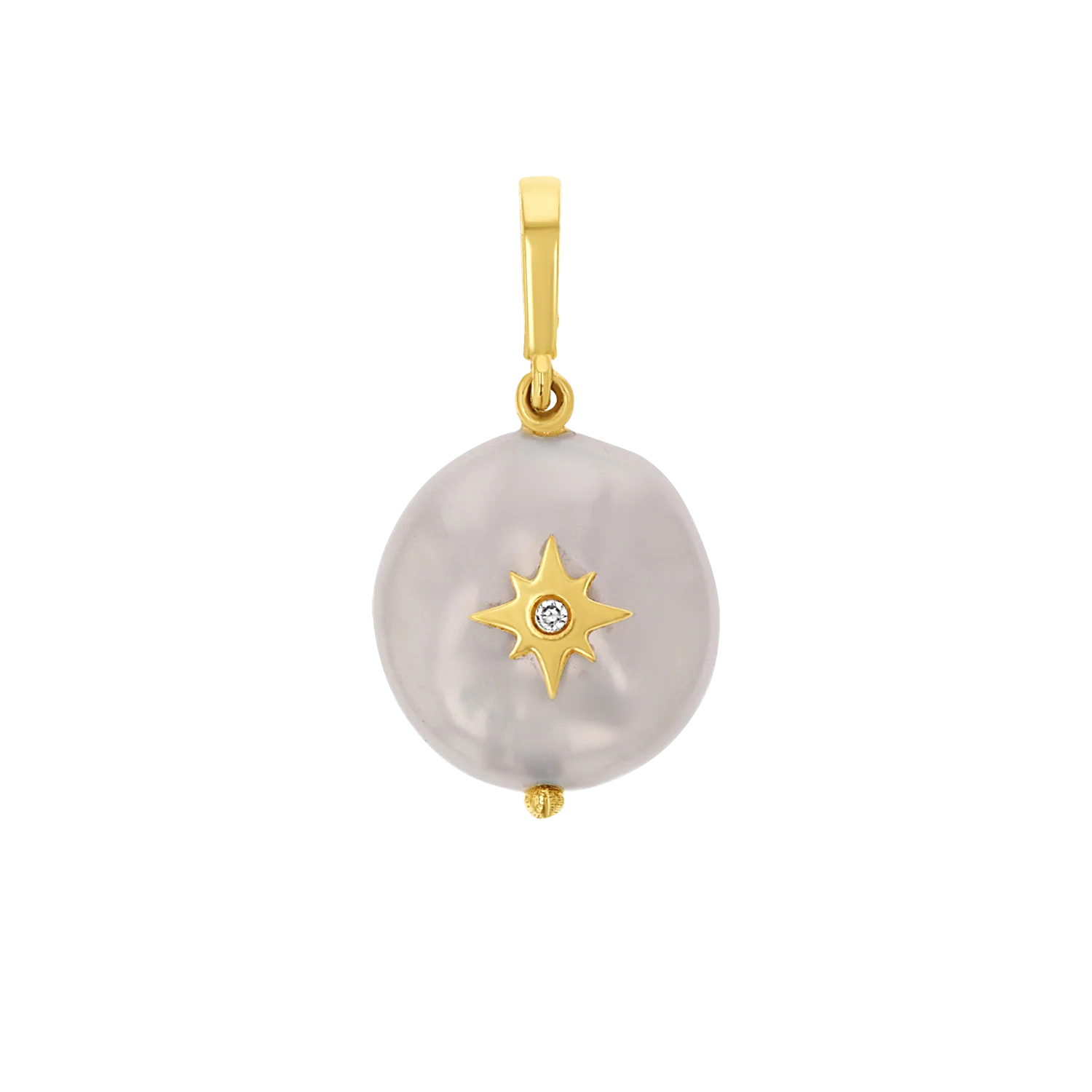 Coin Pearl Diamond Starburst Charm