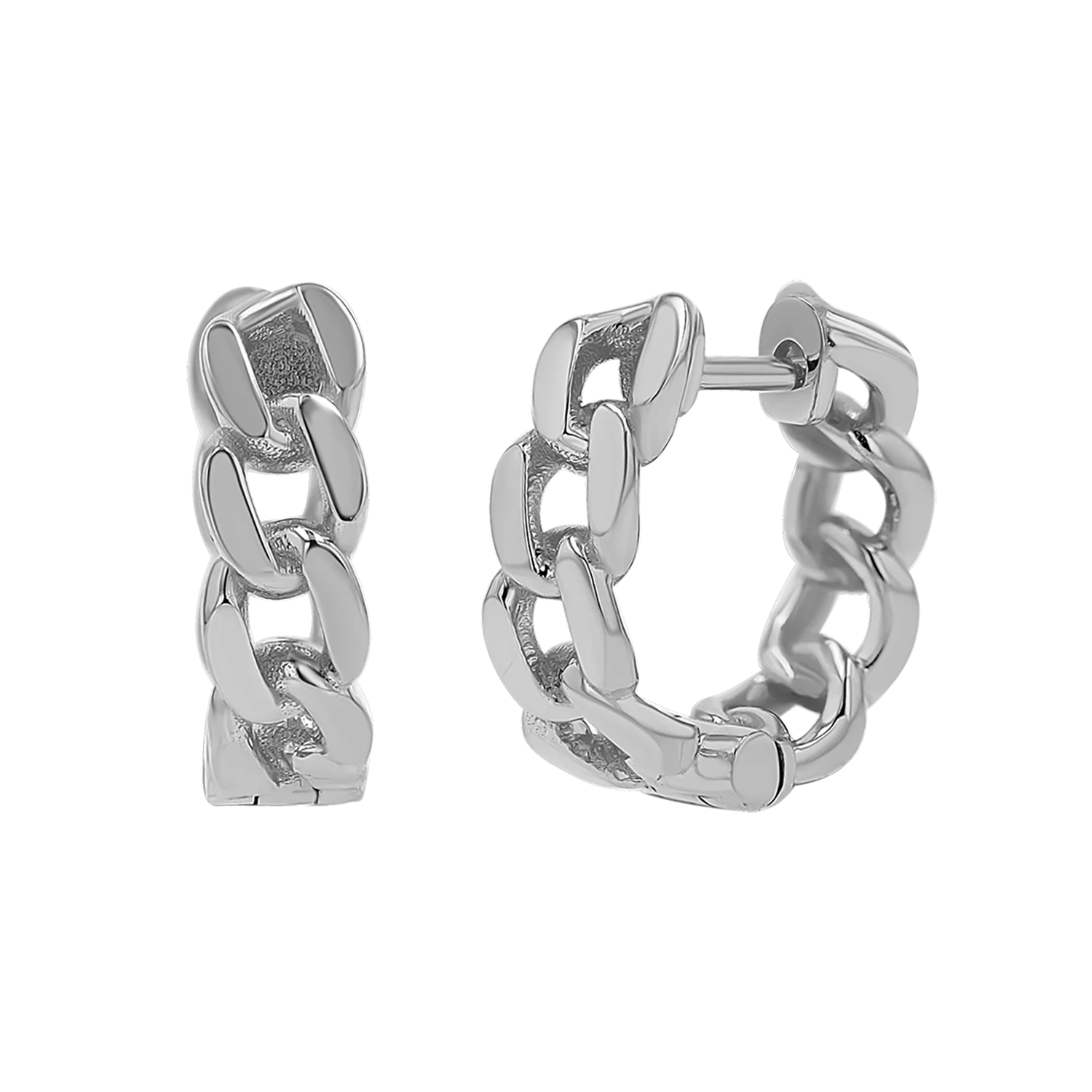 Cuban Link Huggies Hoop Earrings - Image 2