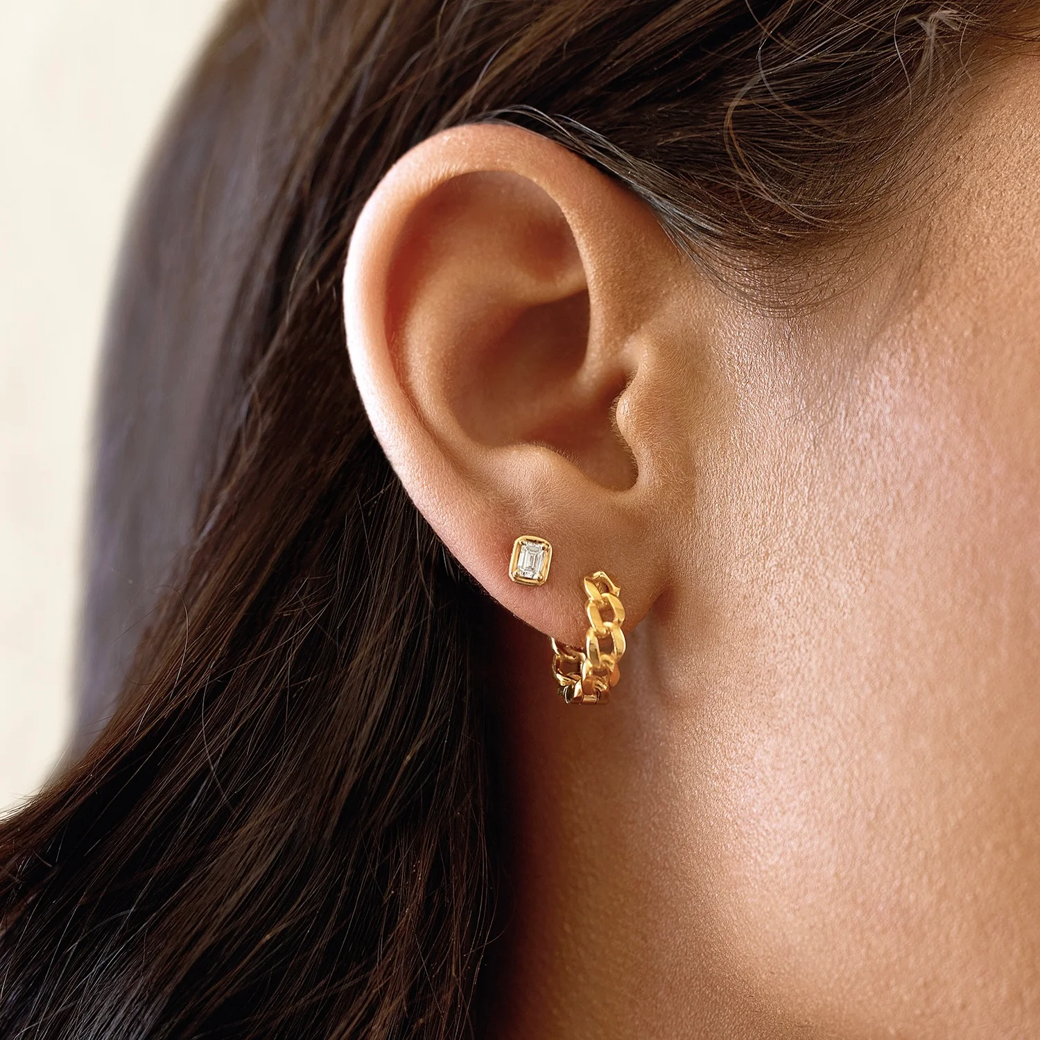 Cuban Link Huggies Hoop Earrings - Image 7