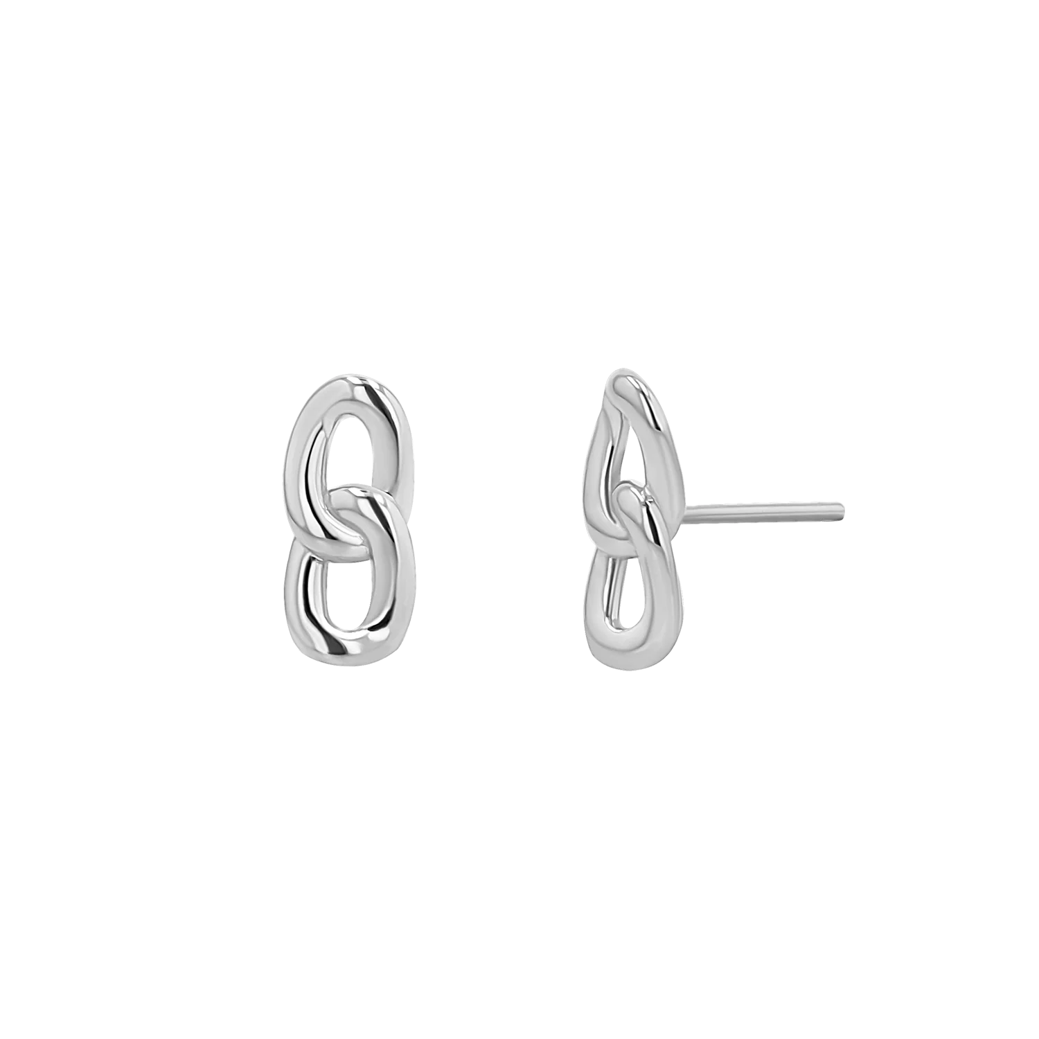 Cuban Curb Link Stud Earrings - Image 2