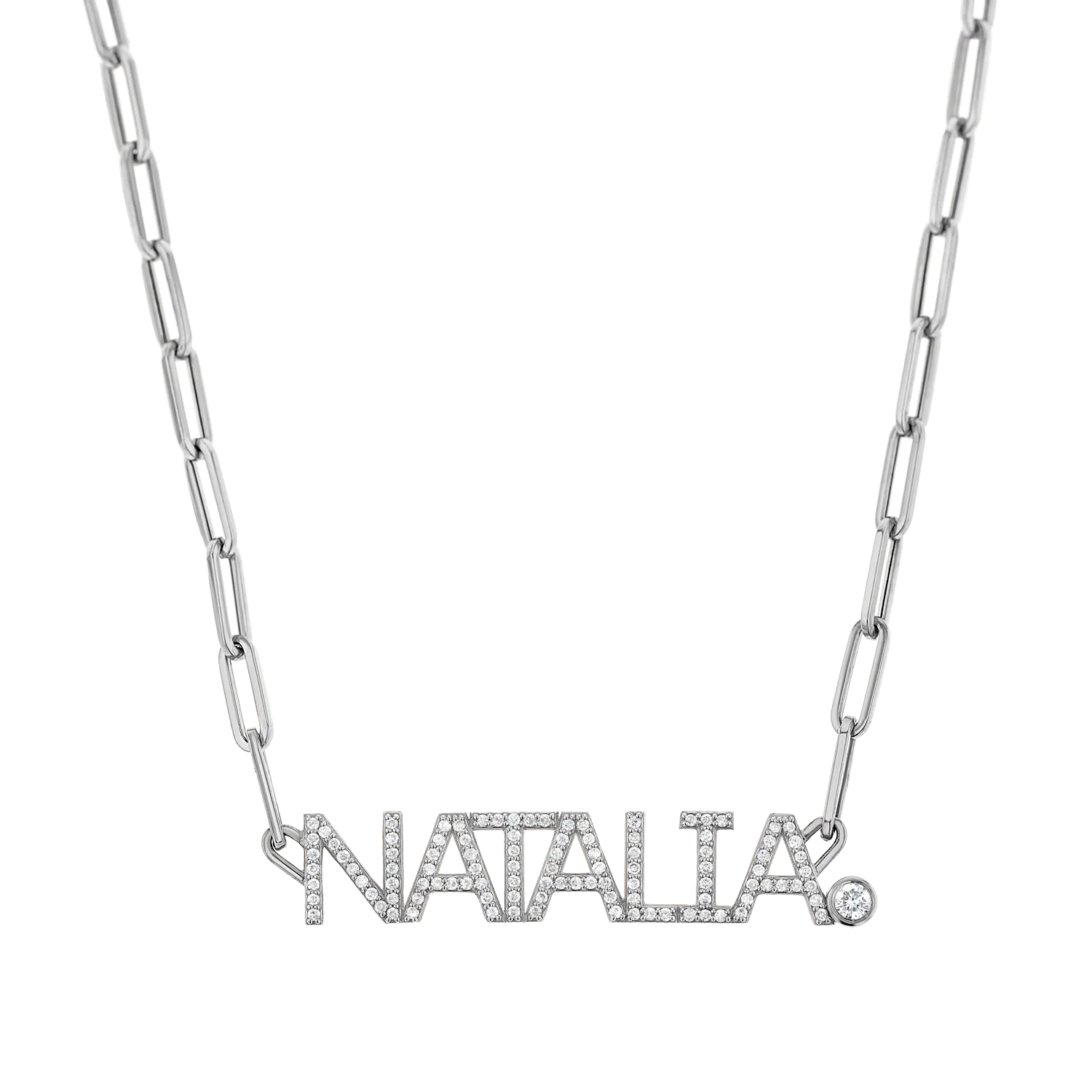 Custom Paper Clip Diamond Name Necklace - Image 2