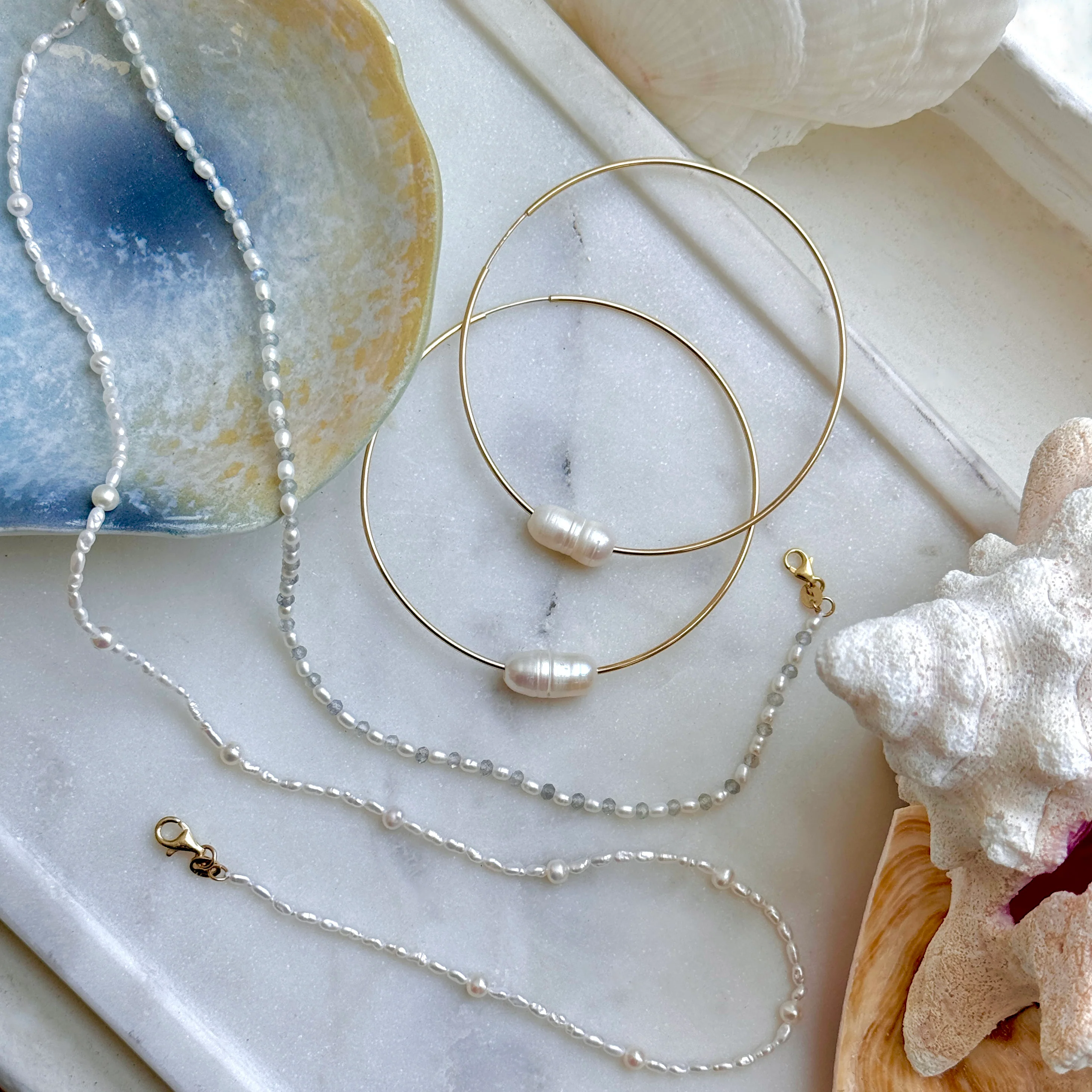 Dainty Pearl Station Necklace - Image 2