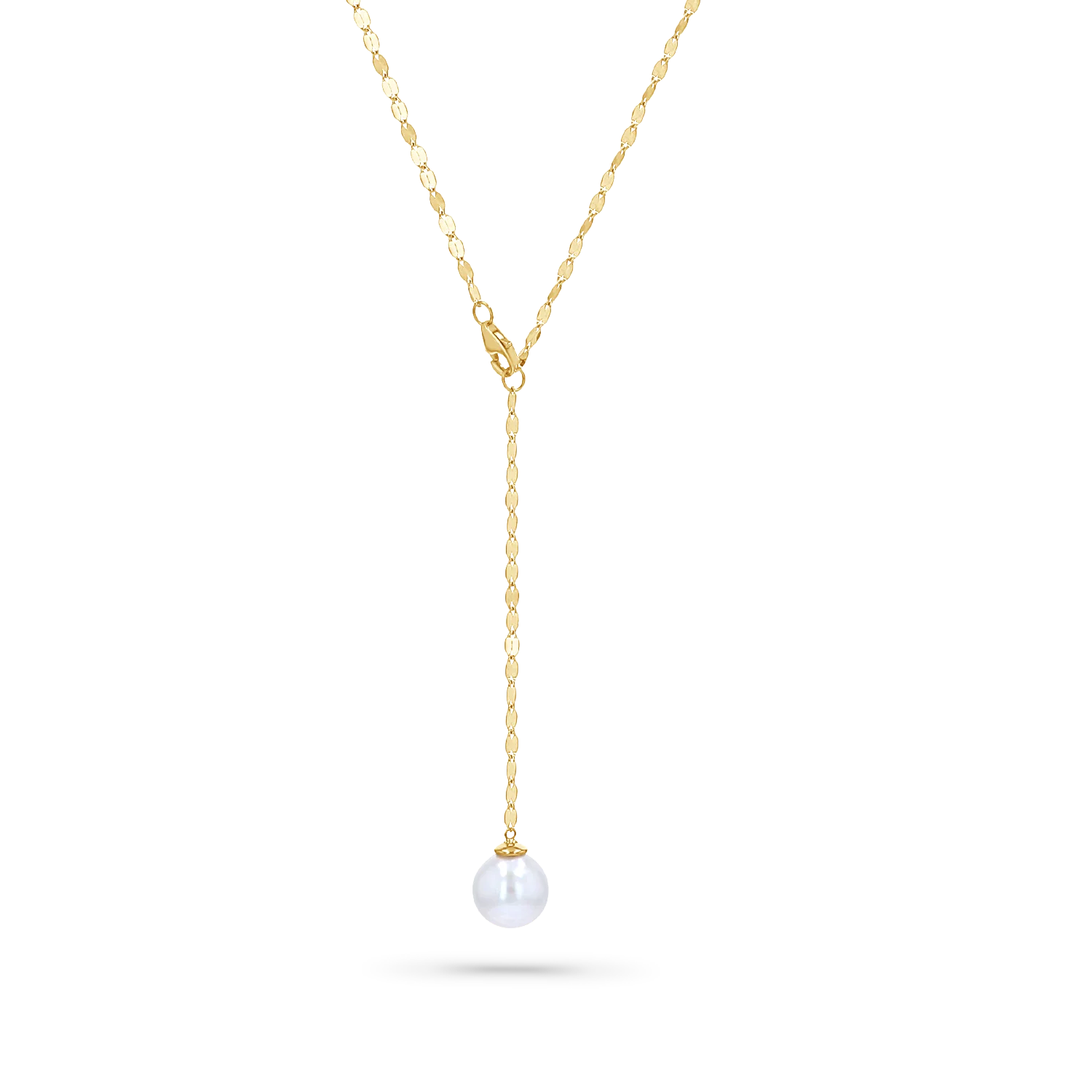 Demure Pearl Drop Chain Lariat