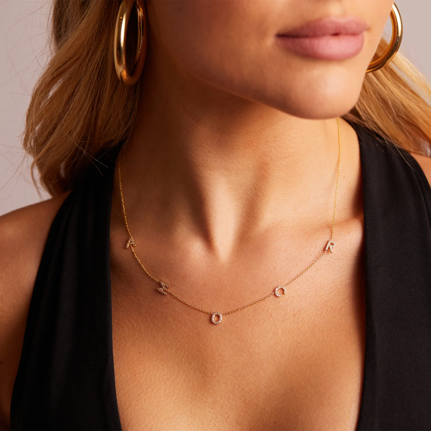 Diamond Asymmetrical Multi Initial Necklace - Image 9