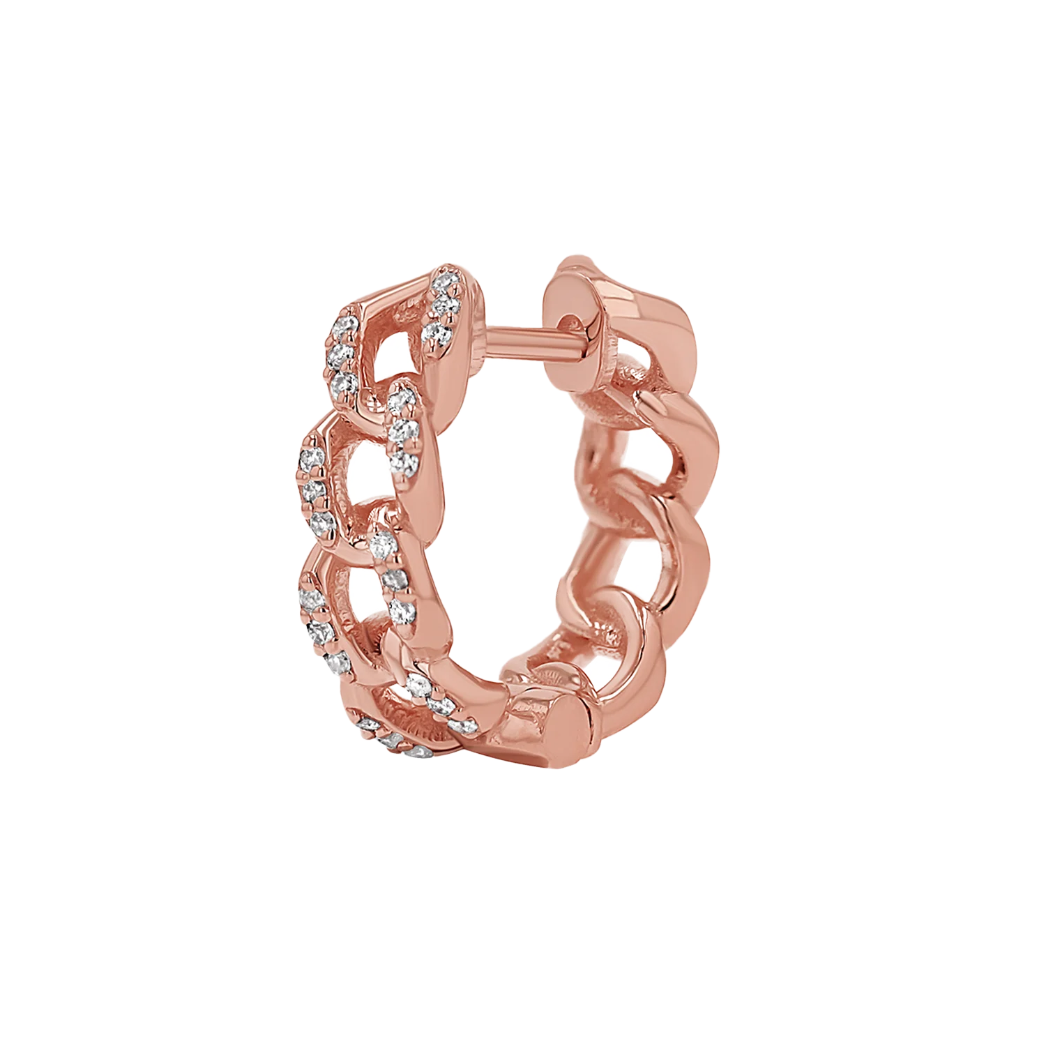Diamond Cuban Link Huggies Hoop Earrings - Image 6