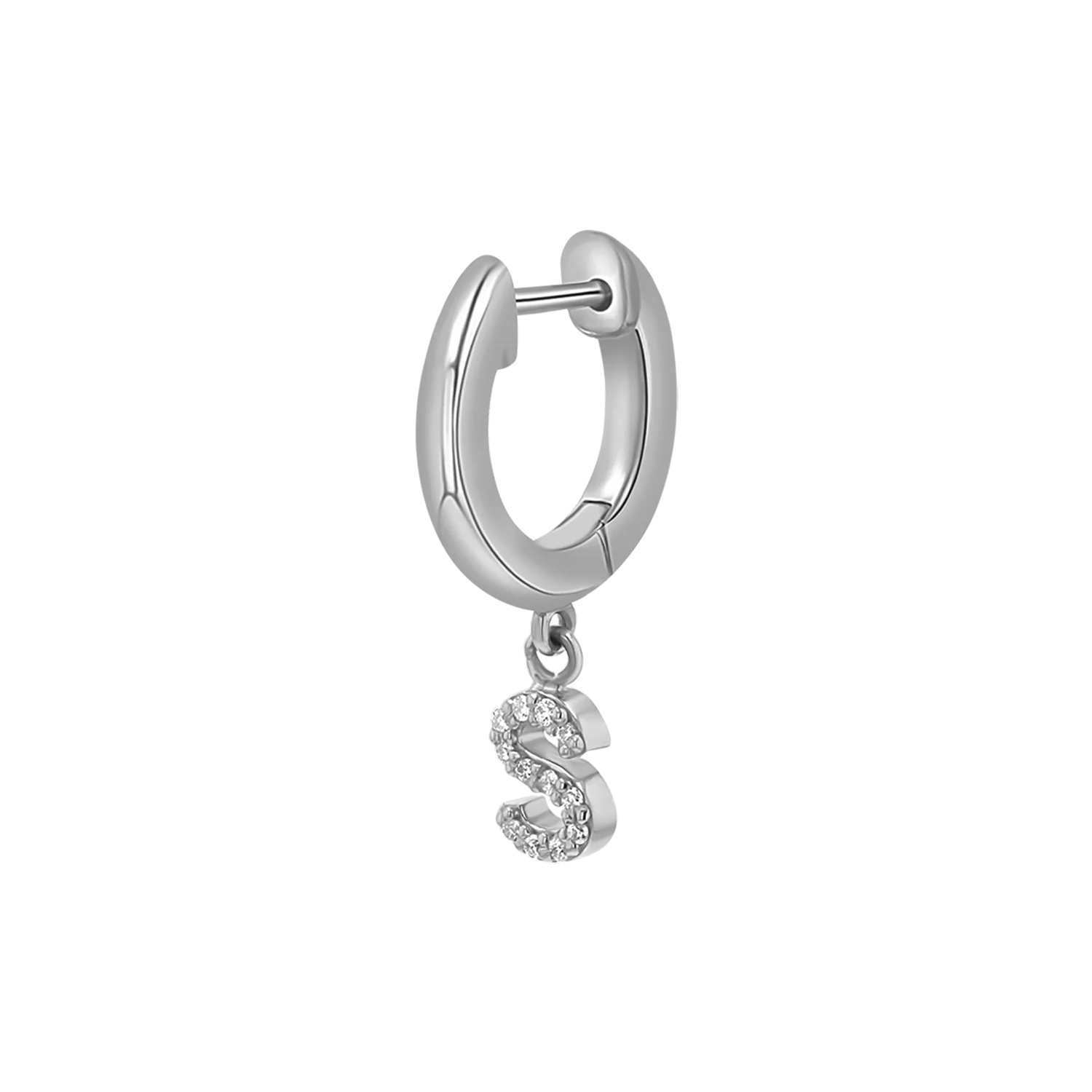Diamond Initial Charm Drop Huggies - Image 5
