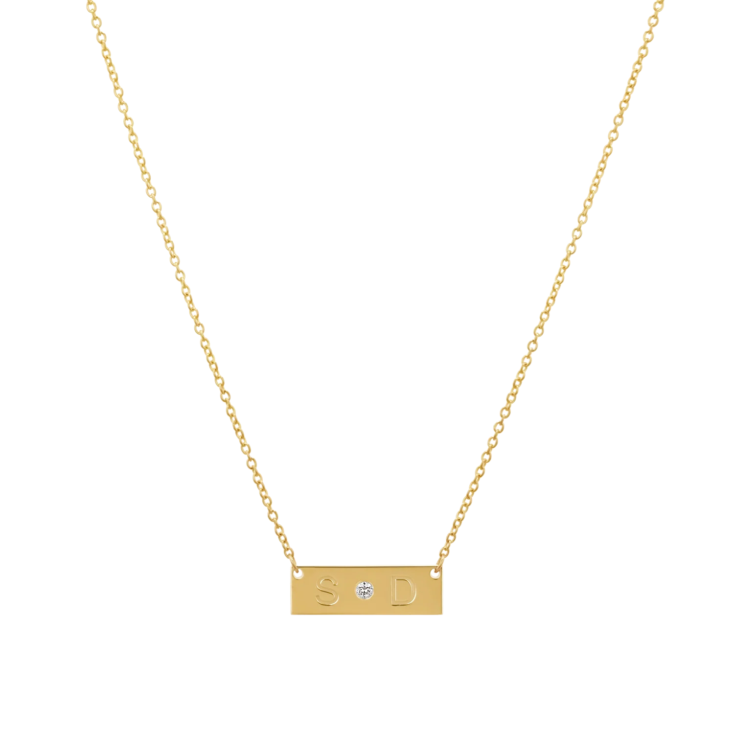 Diamond Letter Nameplate Necklace