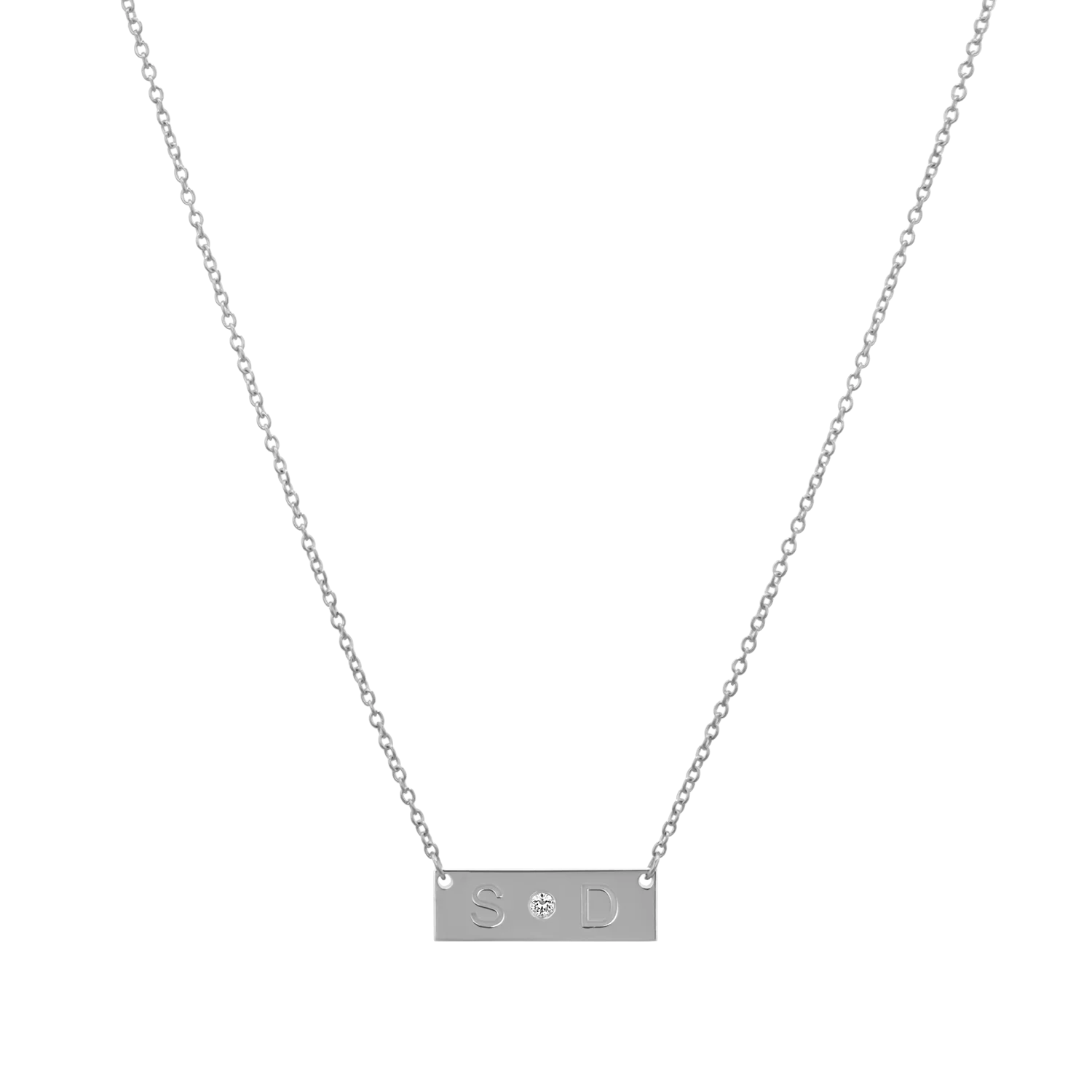 Diamond Letter Nameplate Necklace - Image 2