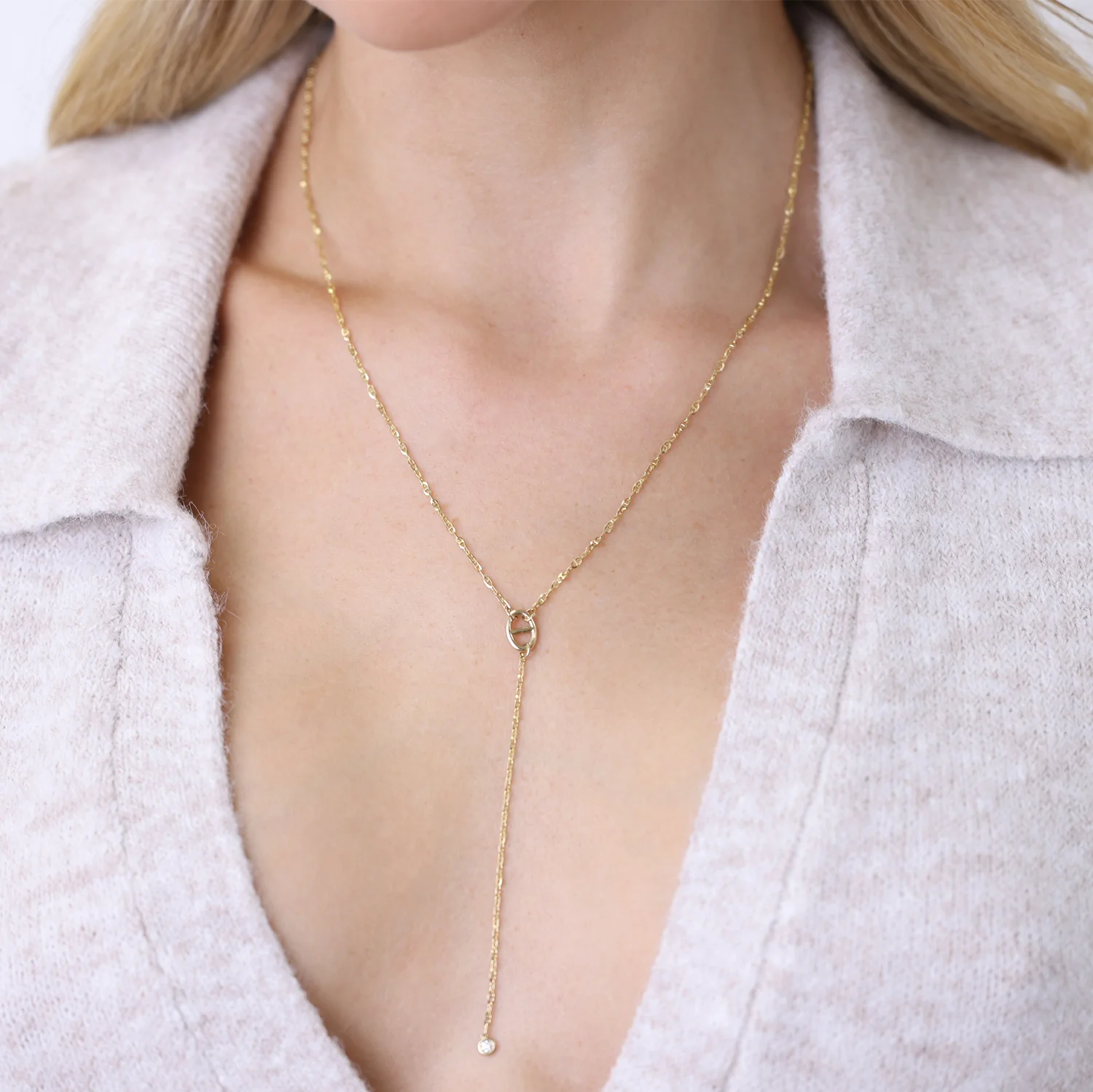 Diamond Mariner Lariat Necklace - Image 4