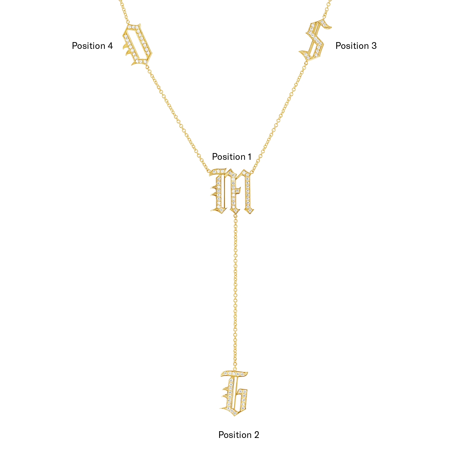 Diamond Old English Letter Drop Necklace - Image 4