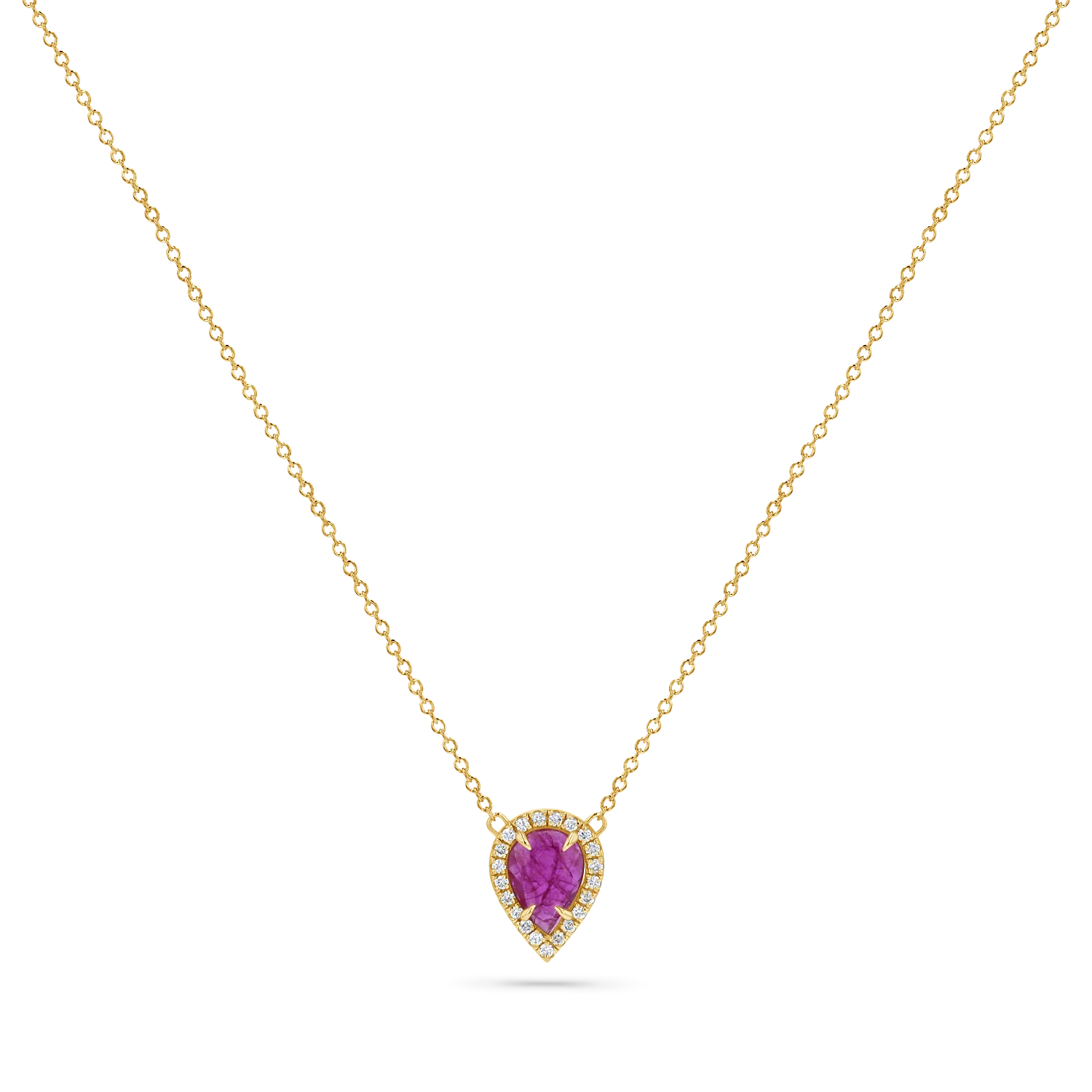 Diamond Pave Ruby Solitaire Pendant