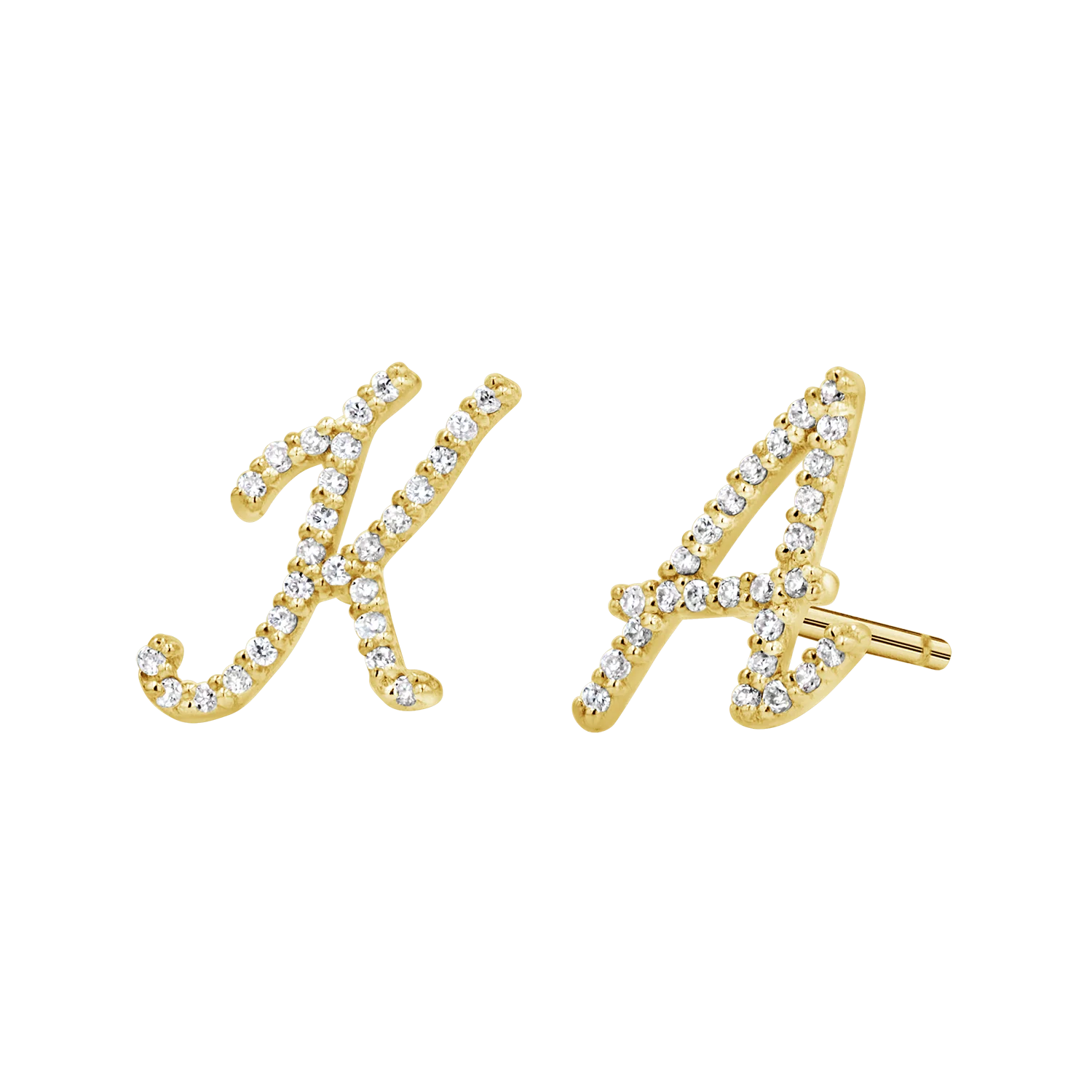 Diamond Pave Script Letter Stud