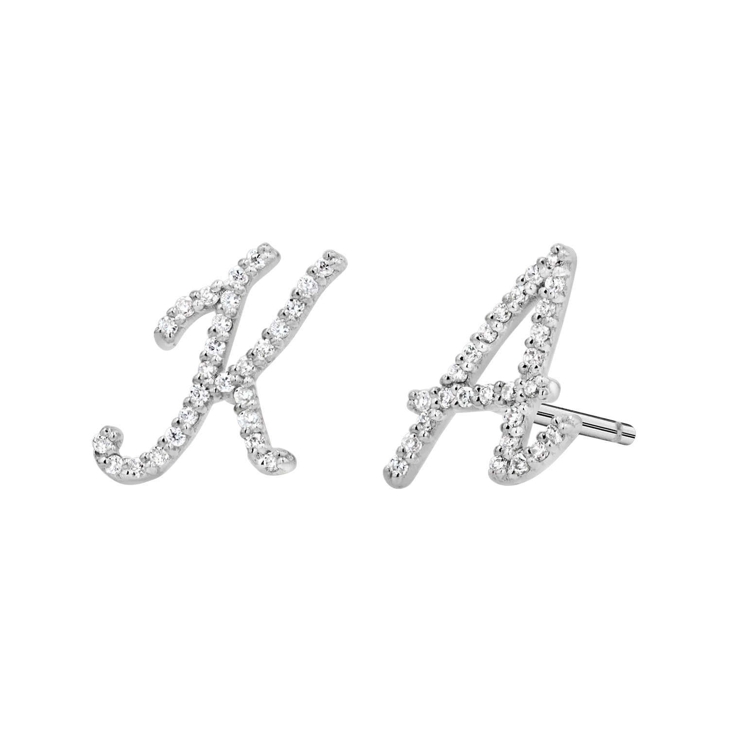 Diamond Pave Script Letter Stud - Image 2