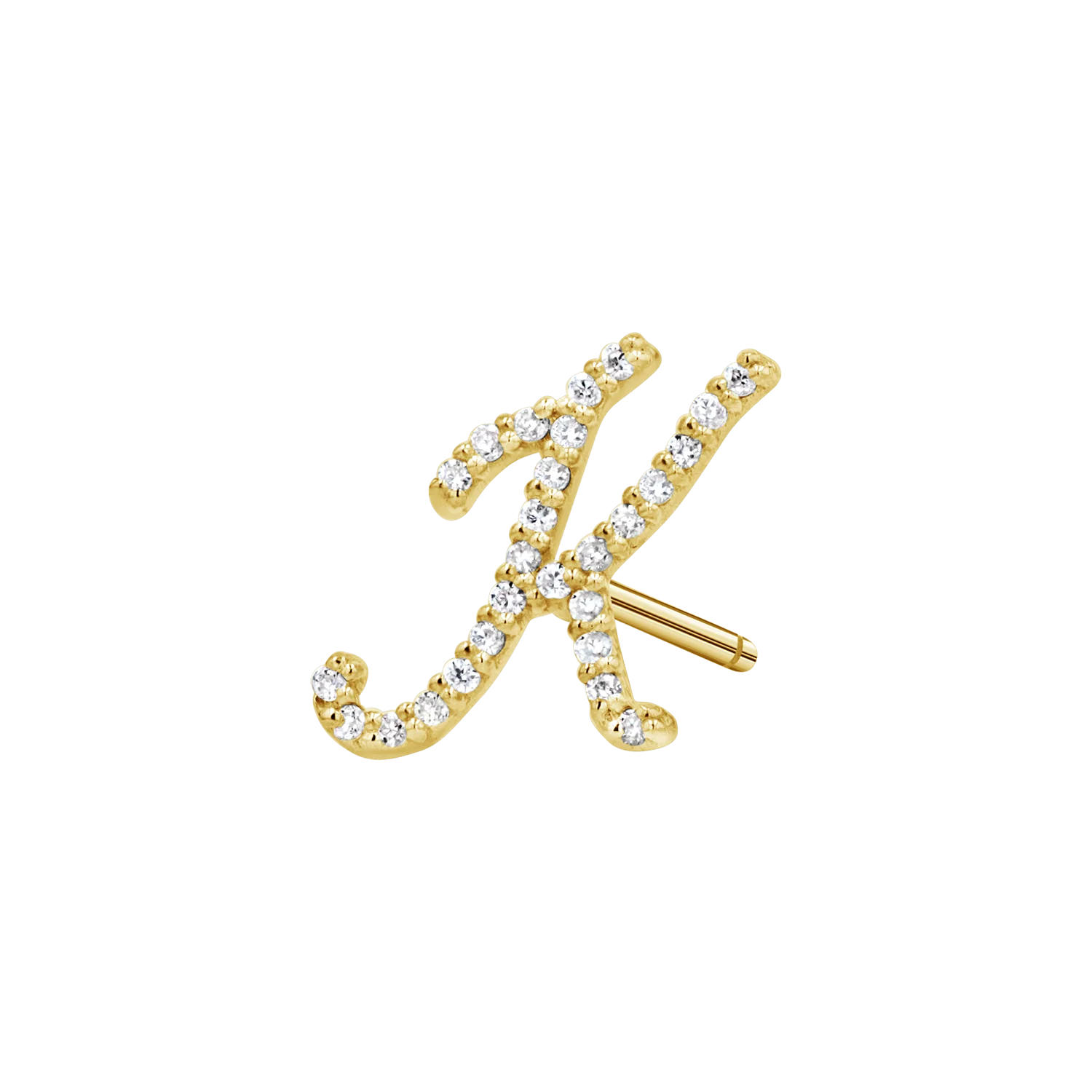 Diamond Pave Script Letter Stud - Image 4