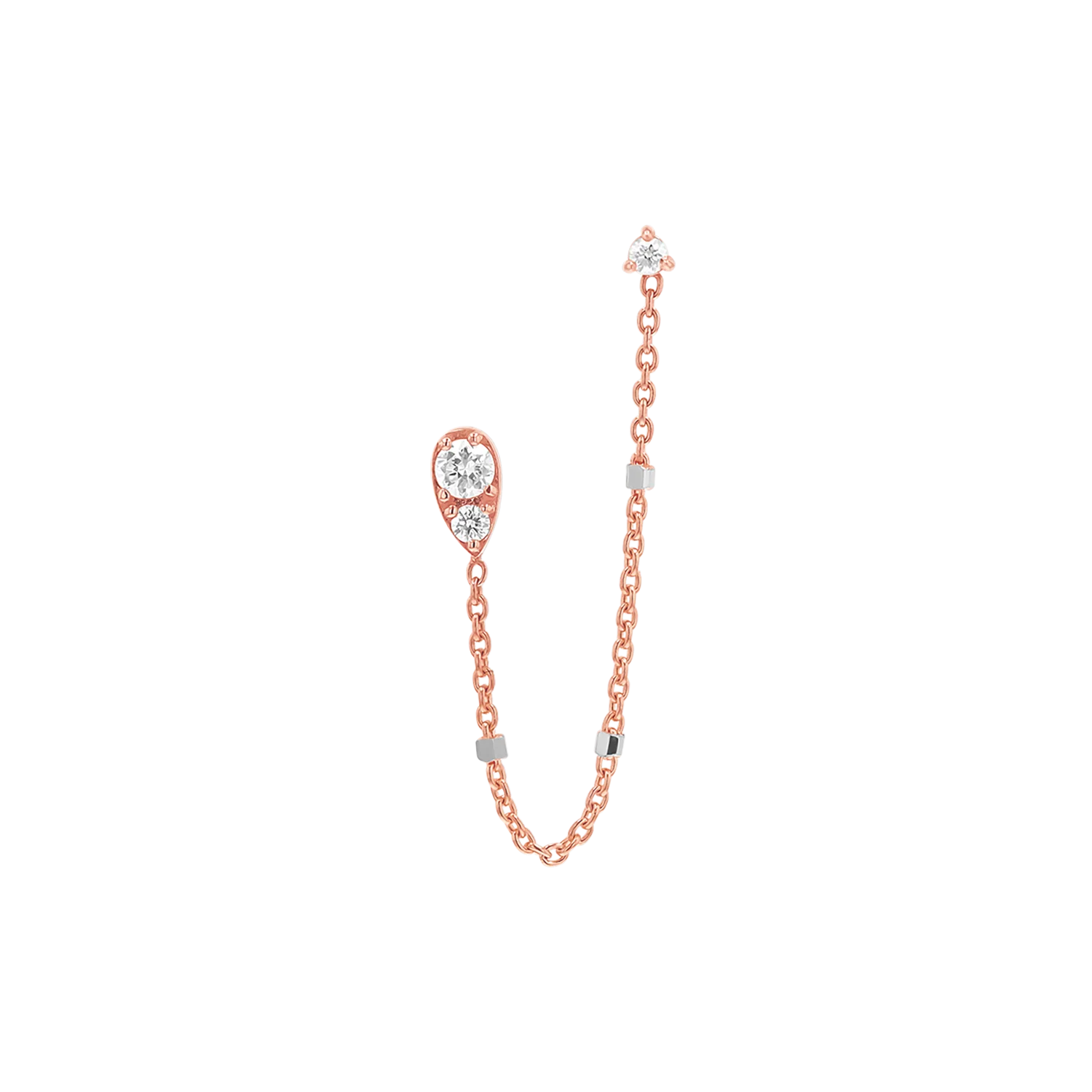 Diamond Pear Chain Duo Stud Earrings - Image 6