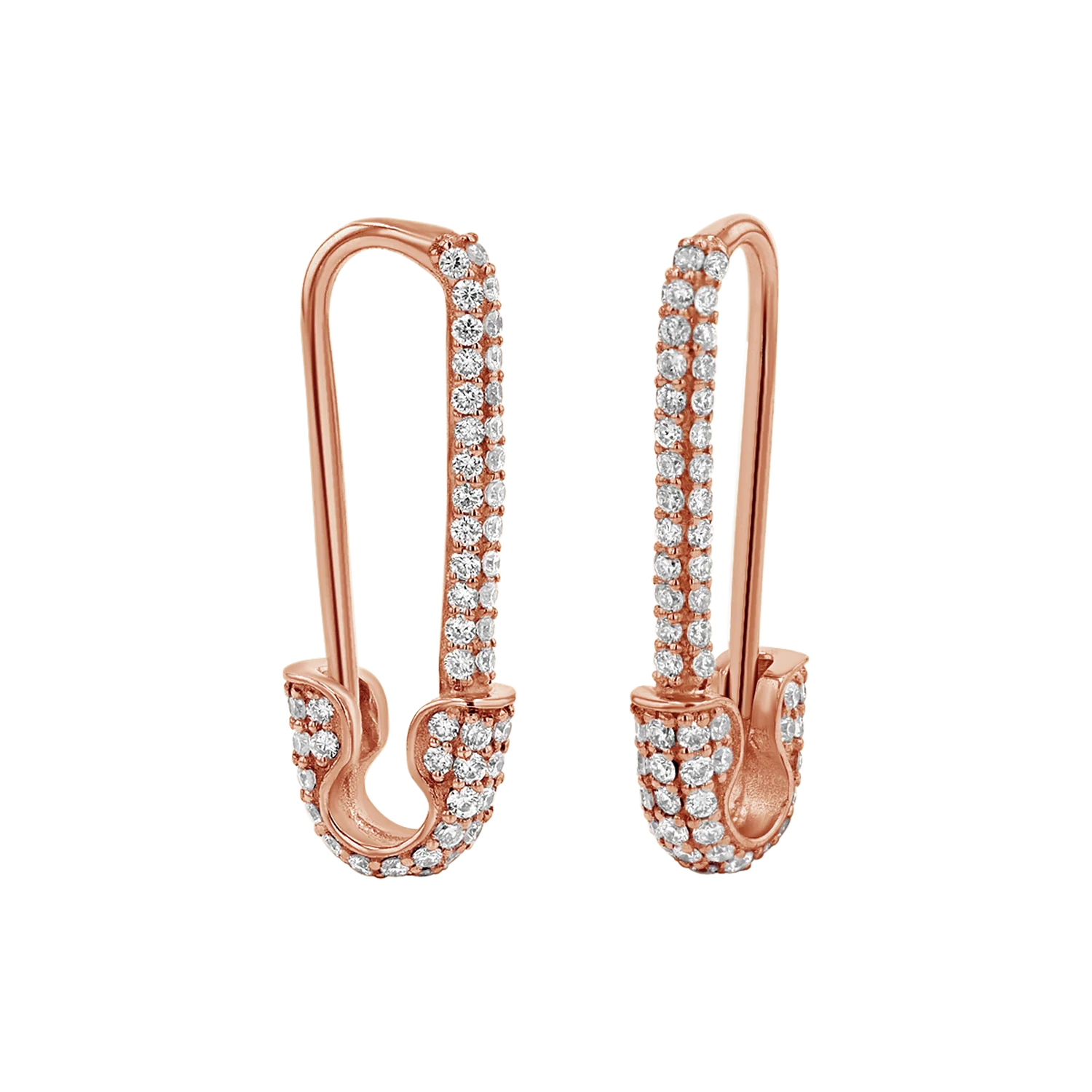 Diamond Safety Pin Earrings - Image 3