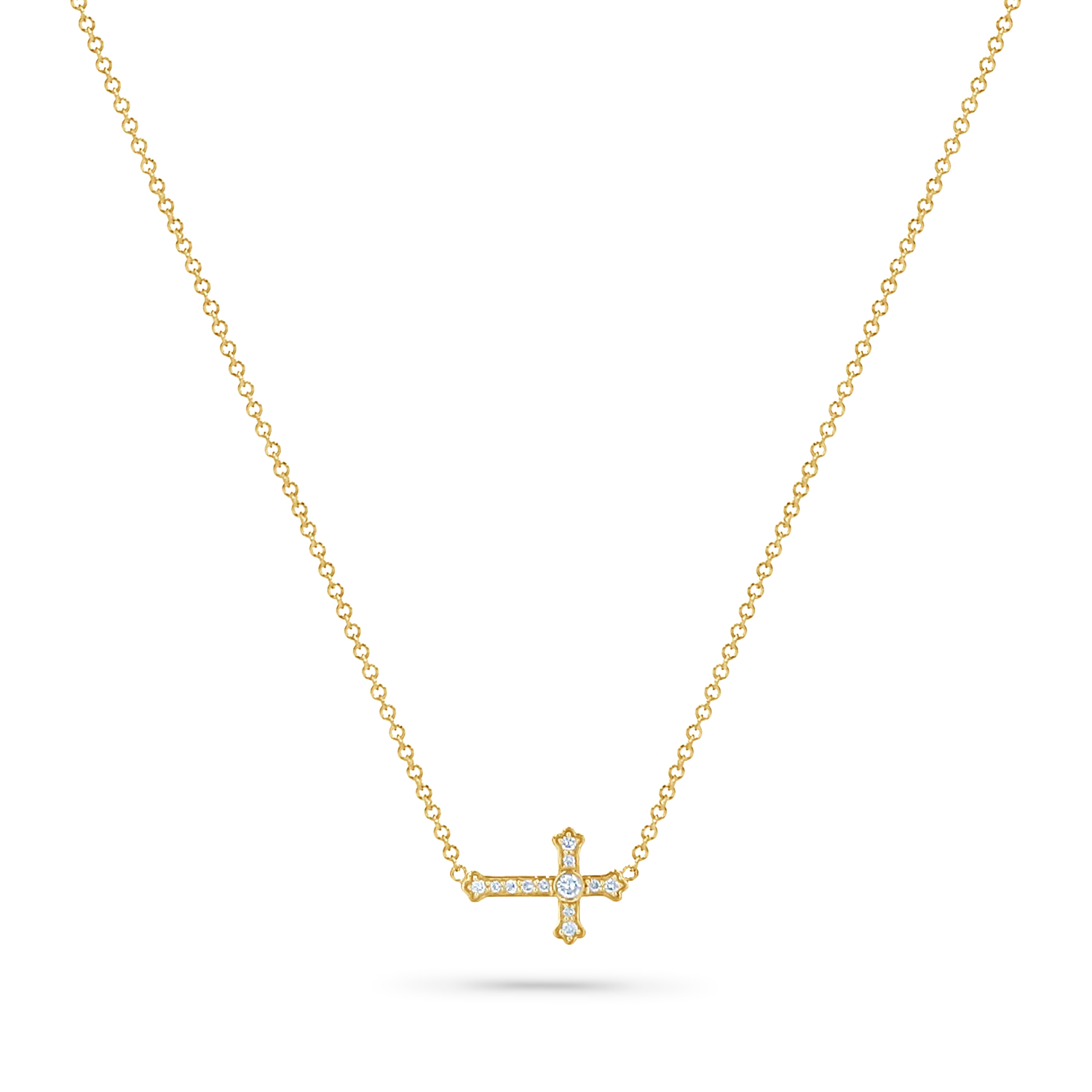 Diamond Sideways Cross Necklace