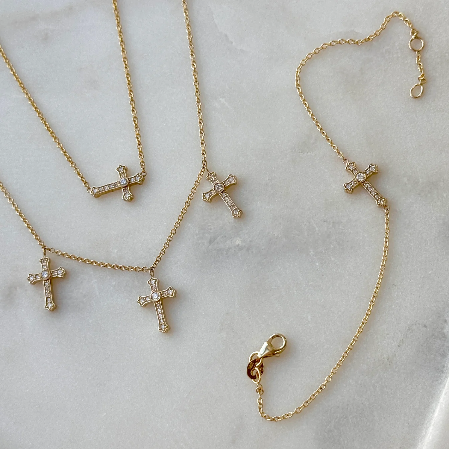 Diamond Sideways Cross Necklace - Image 4