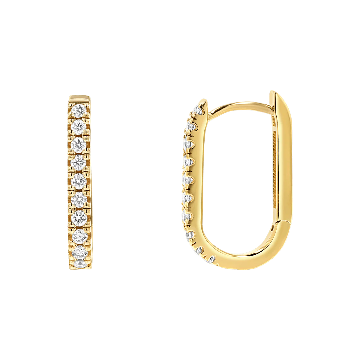 Diamond U-Pave Paper Clip Huggie Earrings