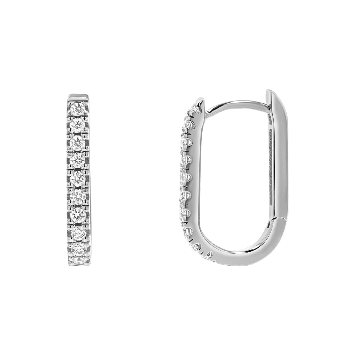 Diamond U-Pave Paper Clip Huggie Earrings - Image 2
