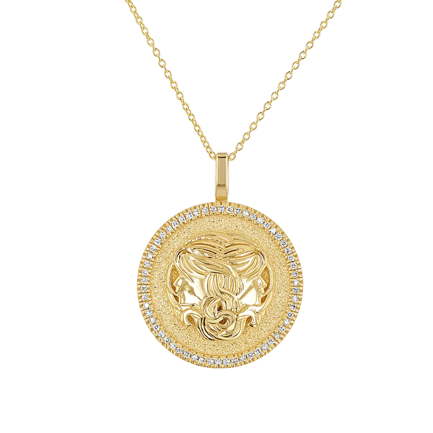 Diamond Zodiac Coin Medallion Necklace - Image 7
