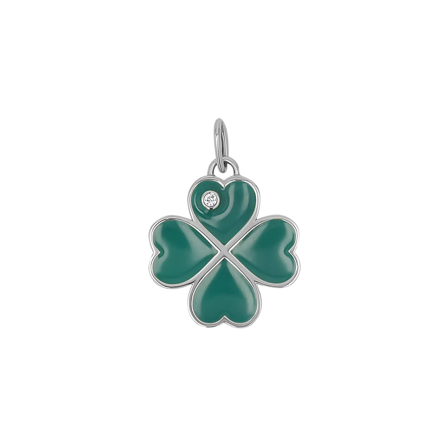 Emerald Clover Charm With Diamond Accent - Image 2