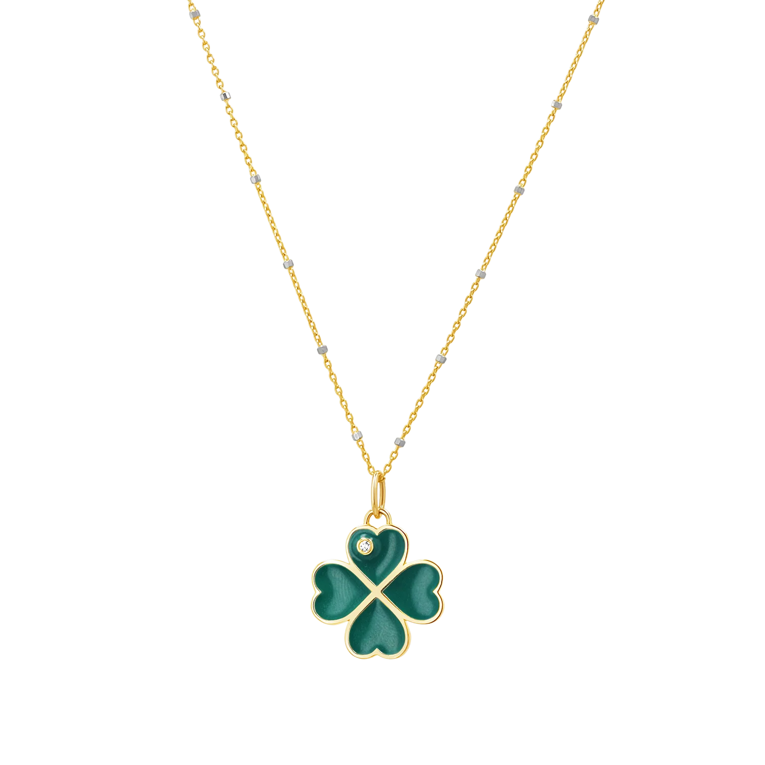 Emerald Clover Charm With Diamond Accent - Image 4