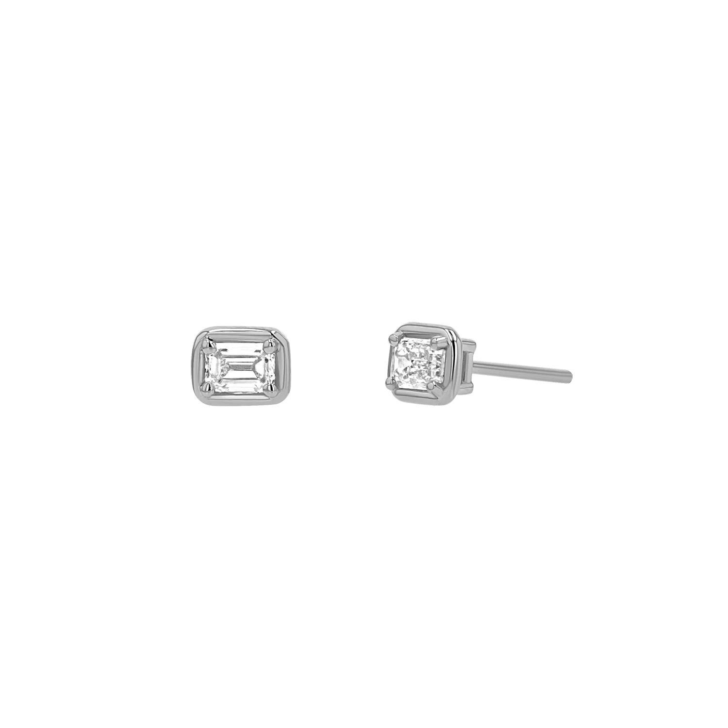 Emerald Diamond Stud Earrings - Image 2