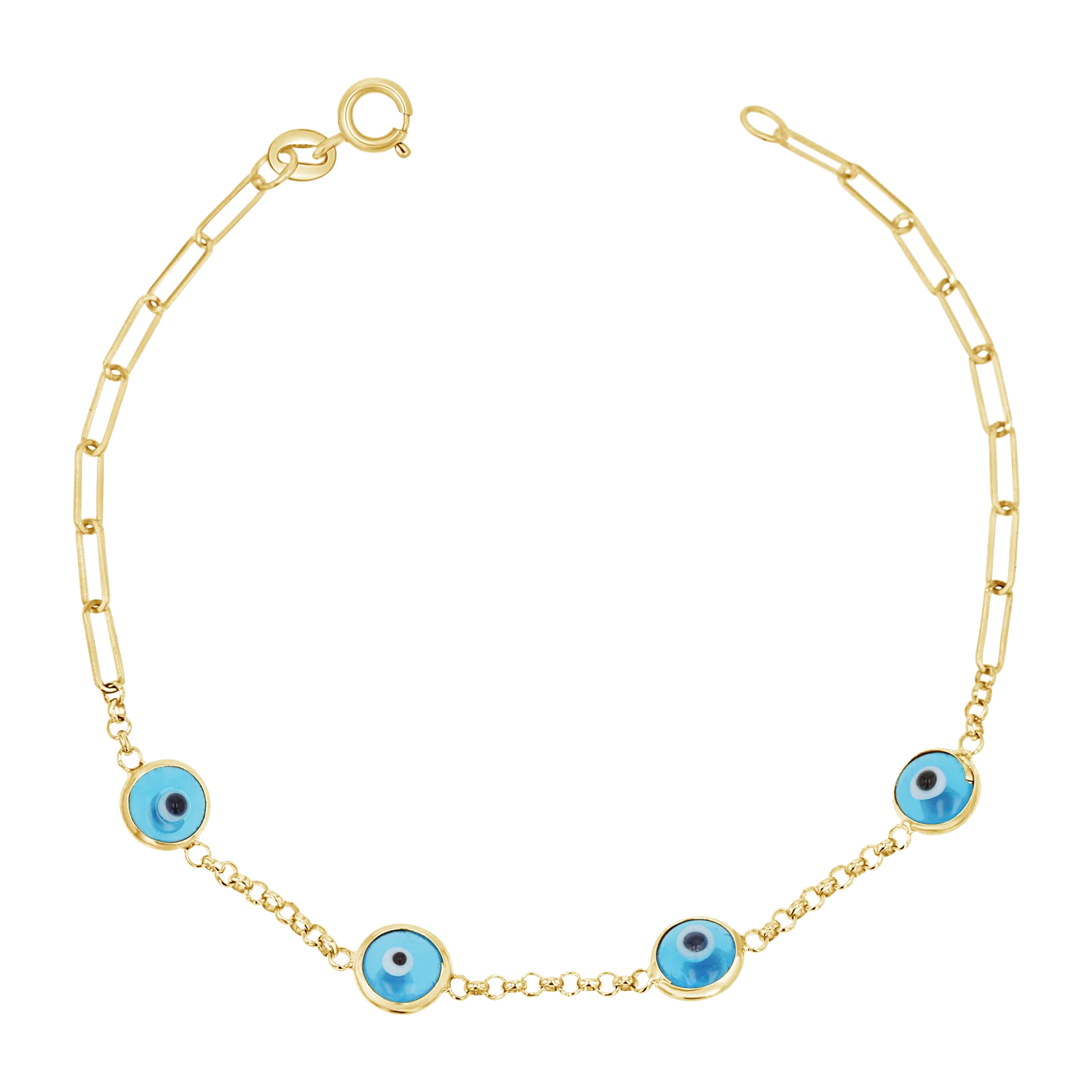Enamel Evil Eye Paper Clip Bracelet