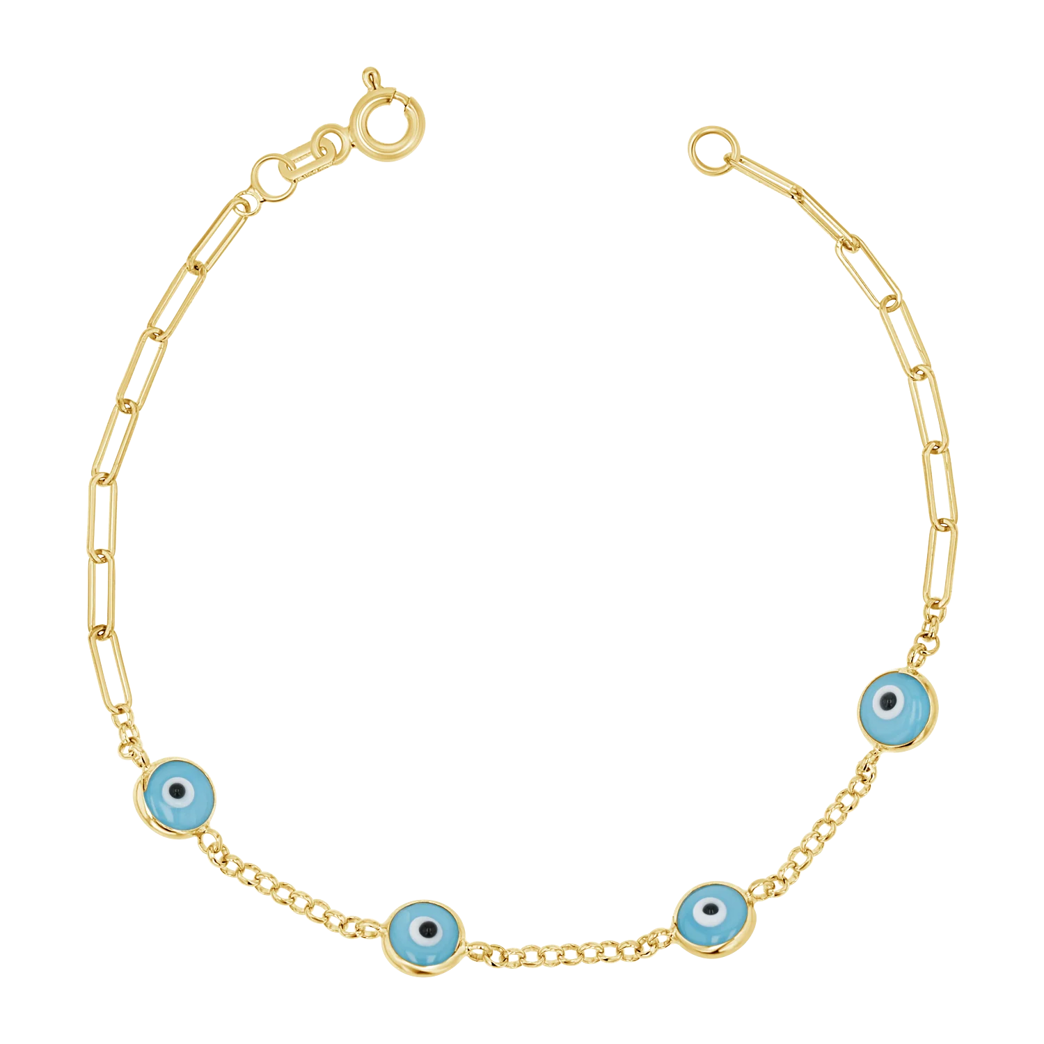 Enamel Evil Eye Paper Clip Bracelet - Image 2