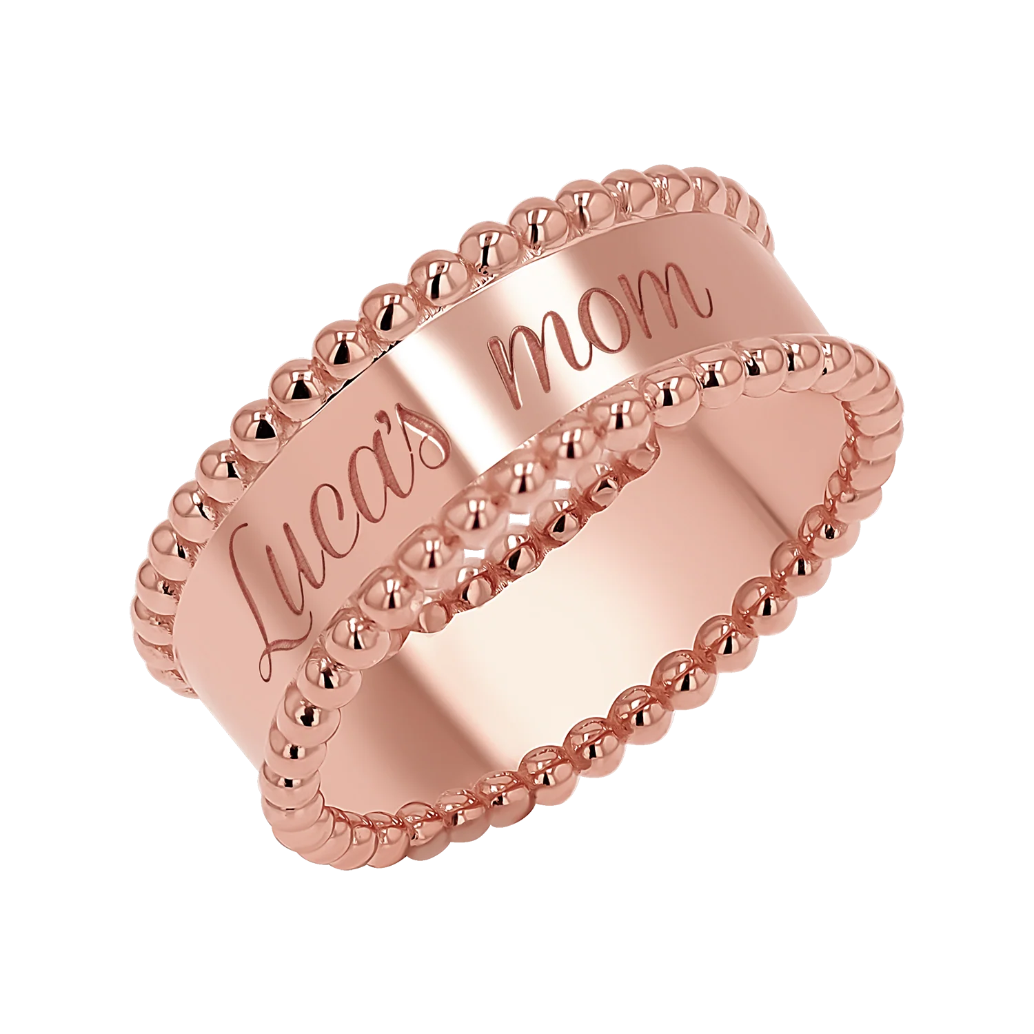 Engravable Beaded Dome Band - Image 3