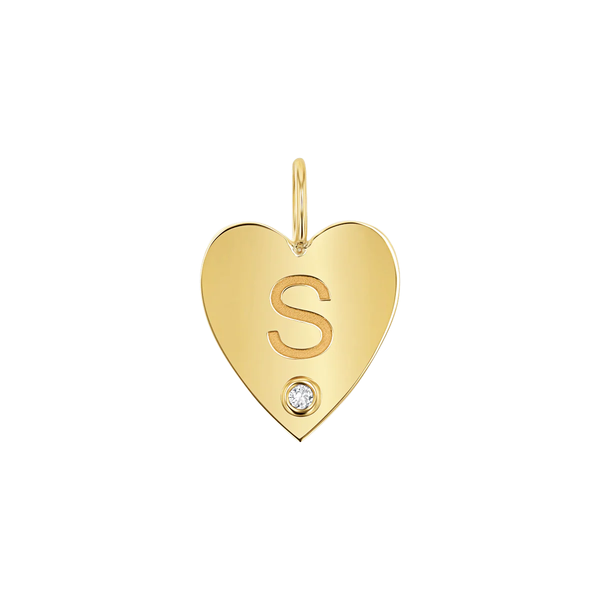 Engravable Diamond Initial Heart Charm