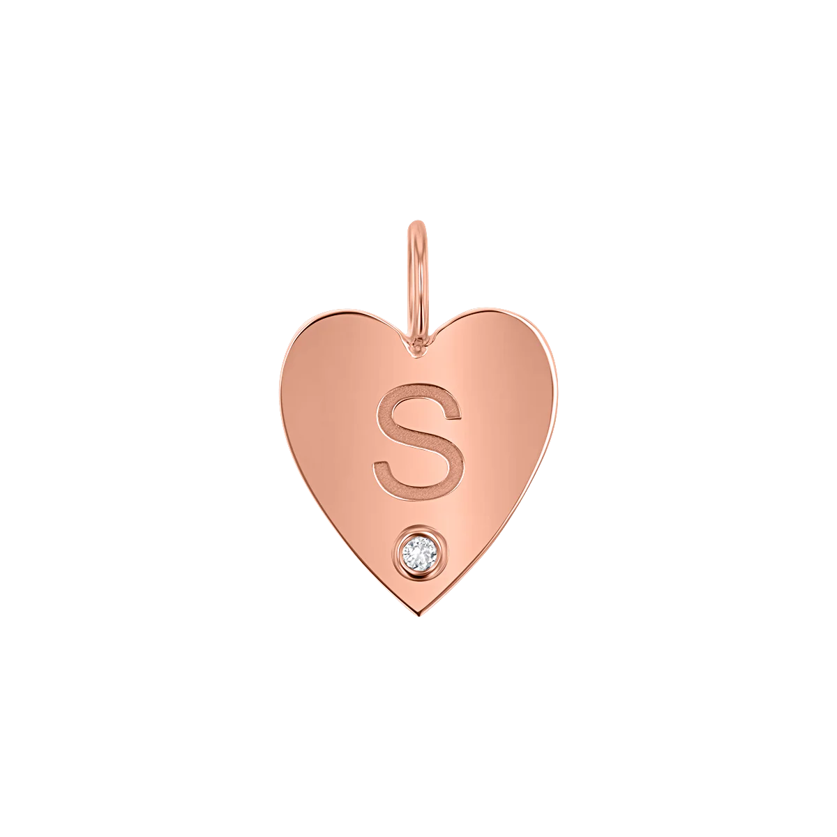 Engravable Diamond Initial Heart Charm - Image 3