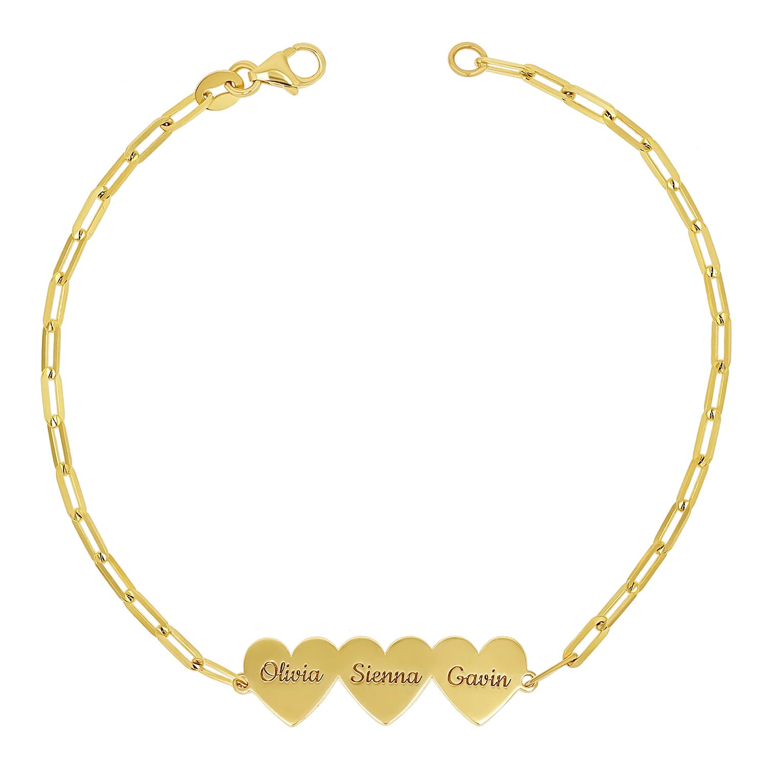 Engravable Multi Heart Paper Clip Bracelet