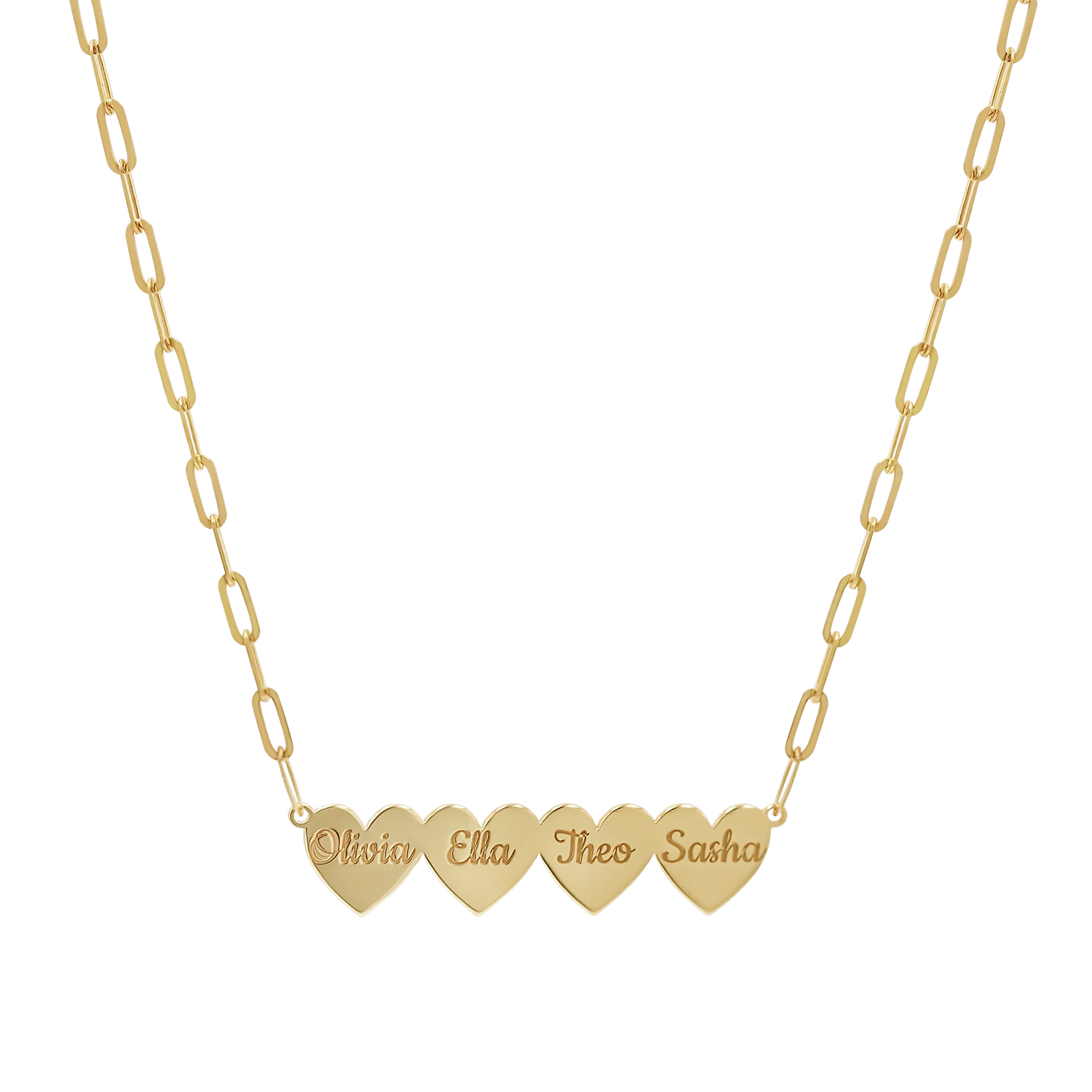 Engravable Multi Heart Paper Clip Necklace - Image 4