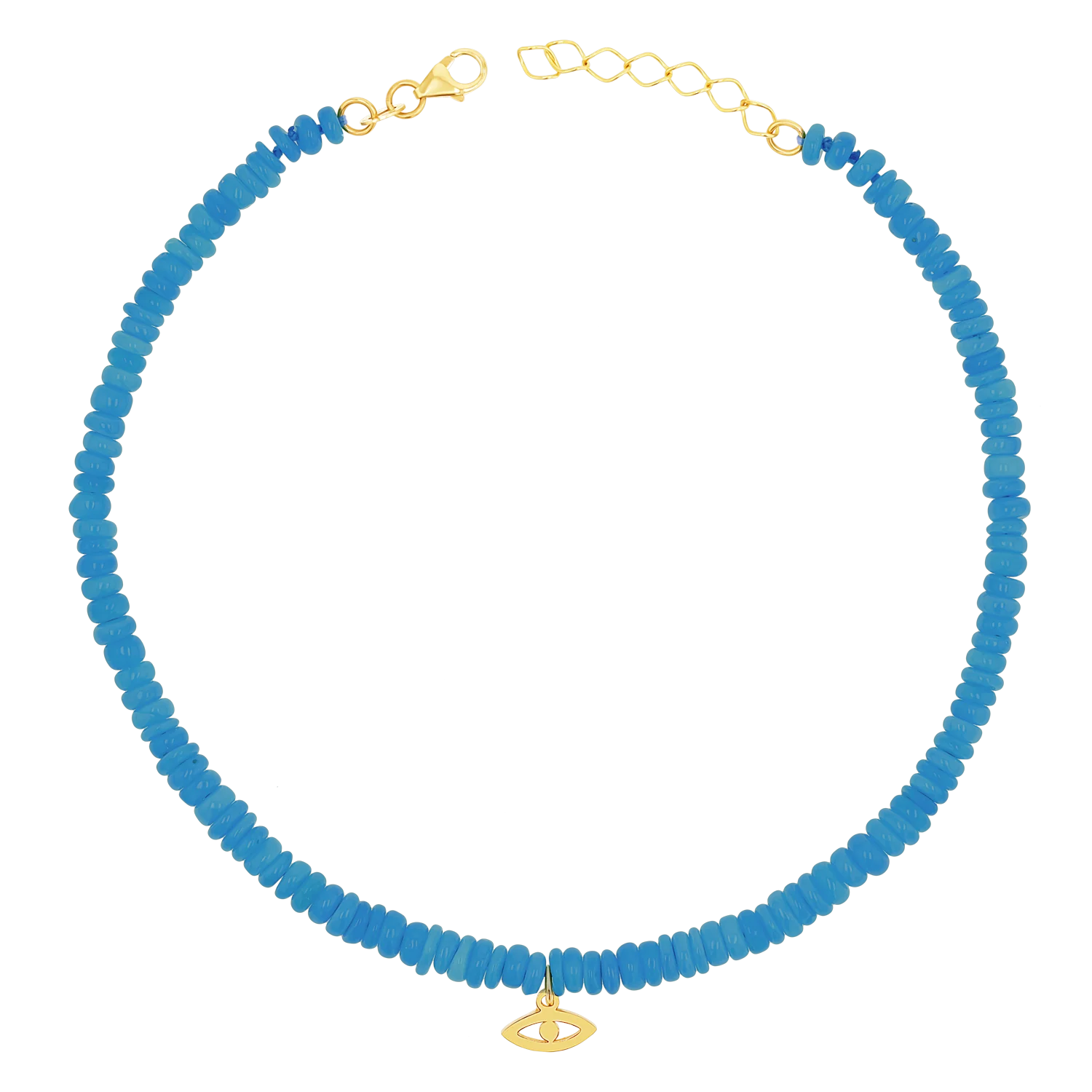 Evil Eye Neon Blue Opal Anklet