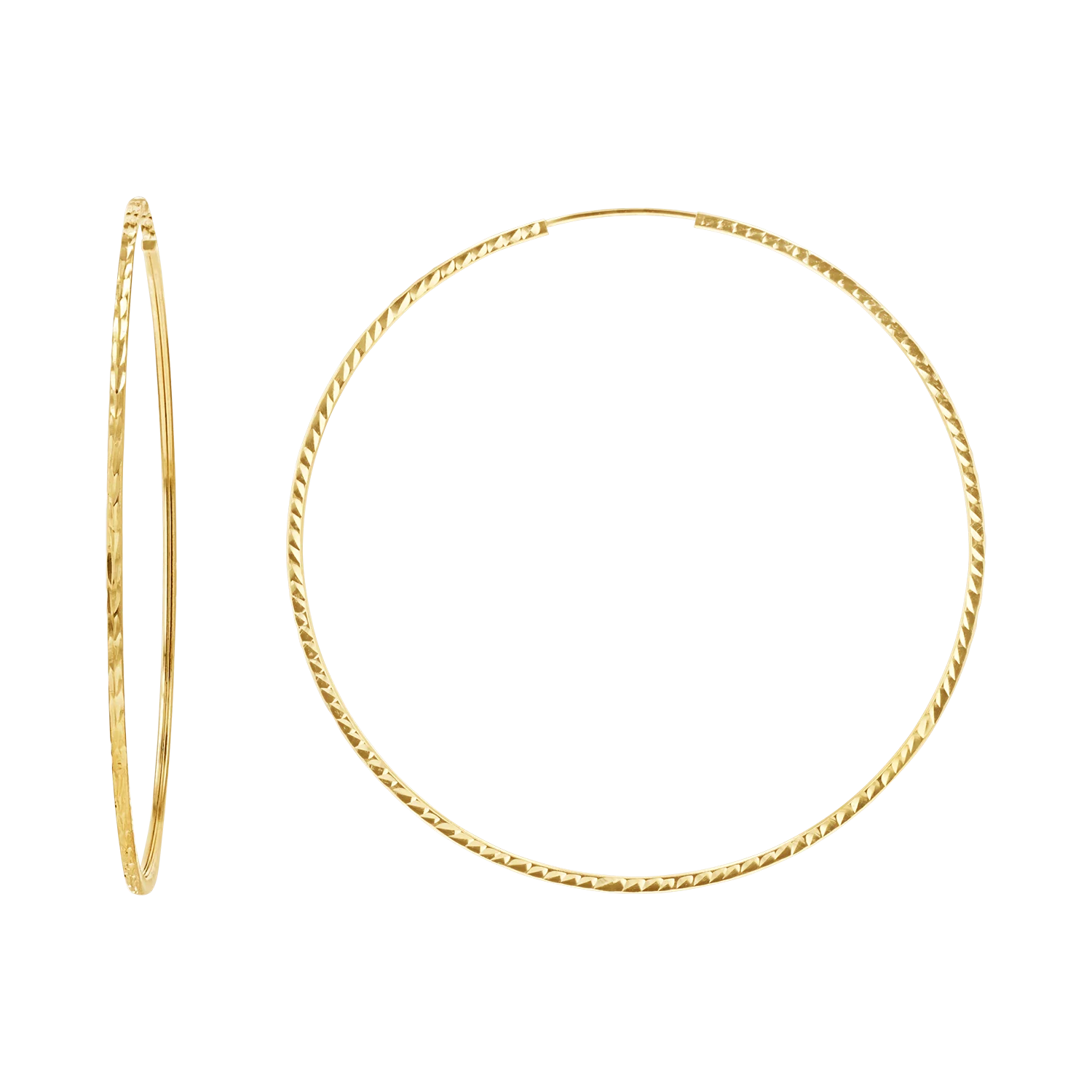 Diamond Cut Endless Hoop Earrings