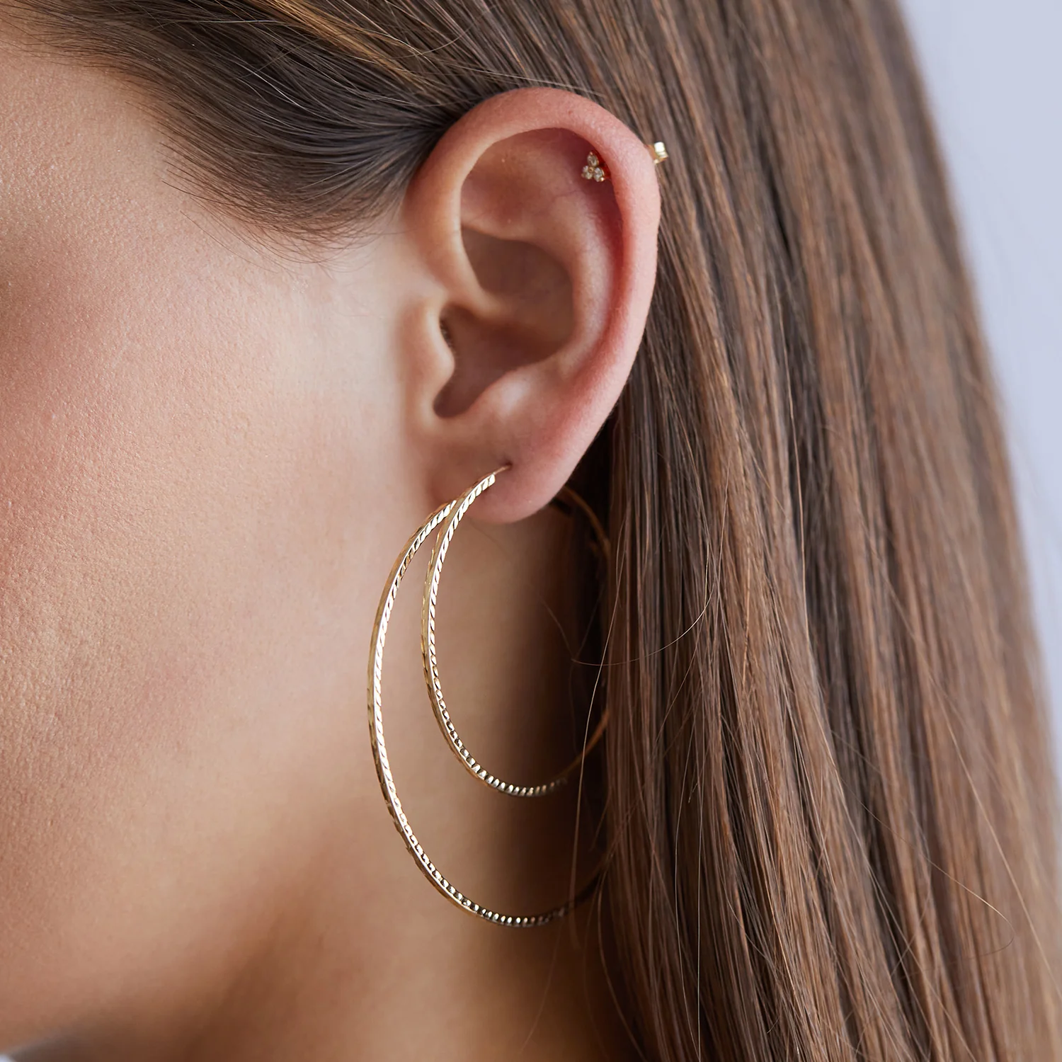 Diamond Cut Endless Hoop Earrings - Image 2