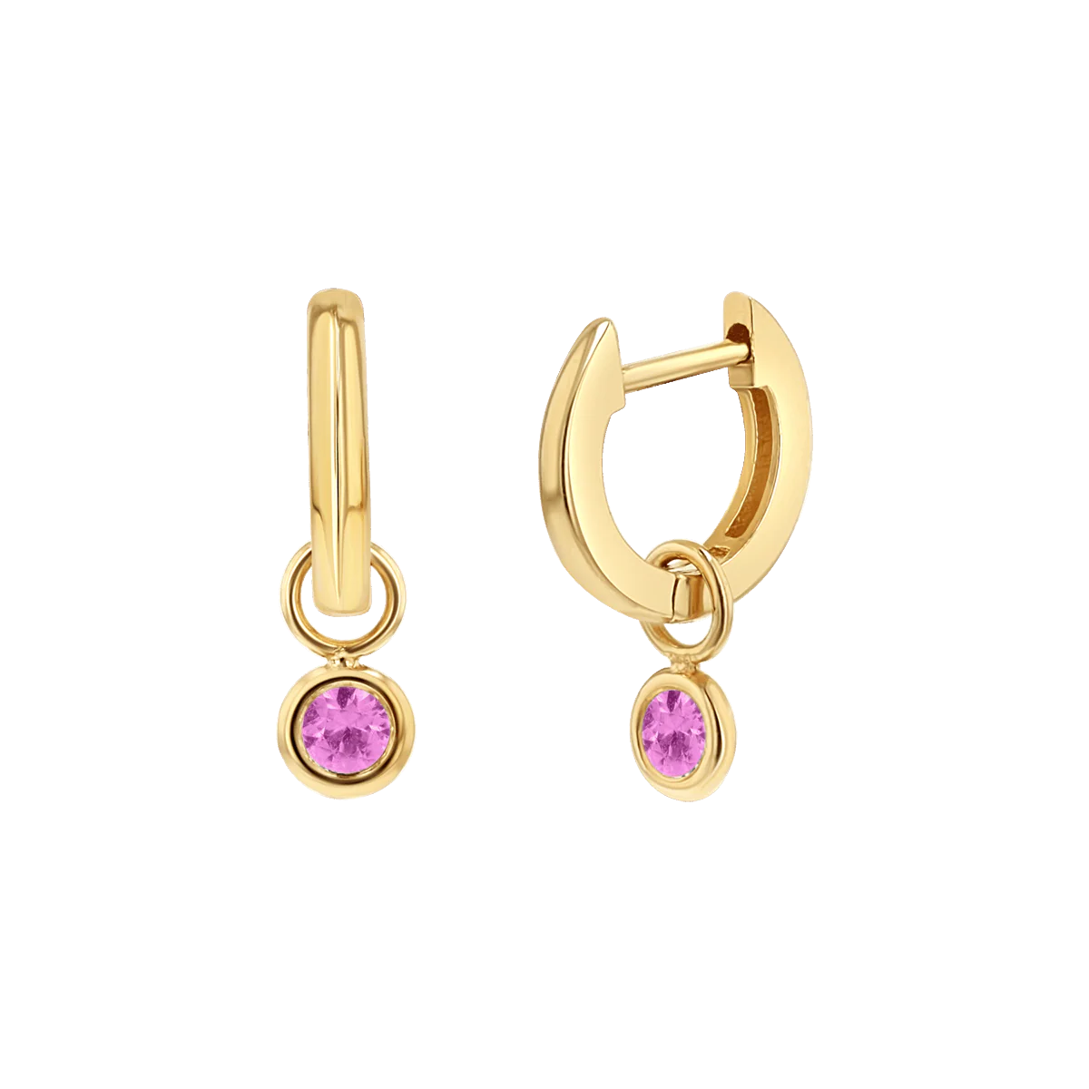 Gemstone Drop Huggies Hoops
