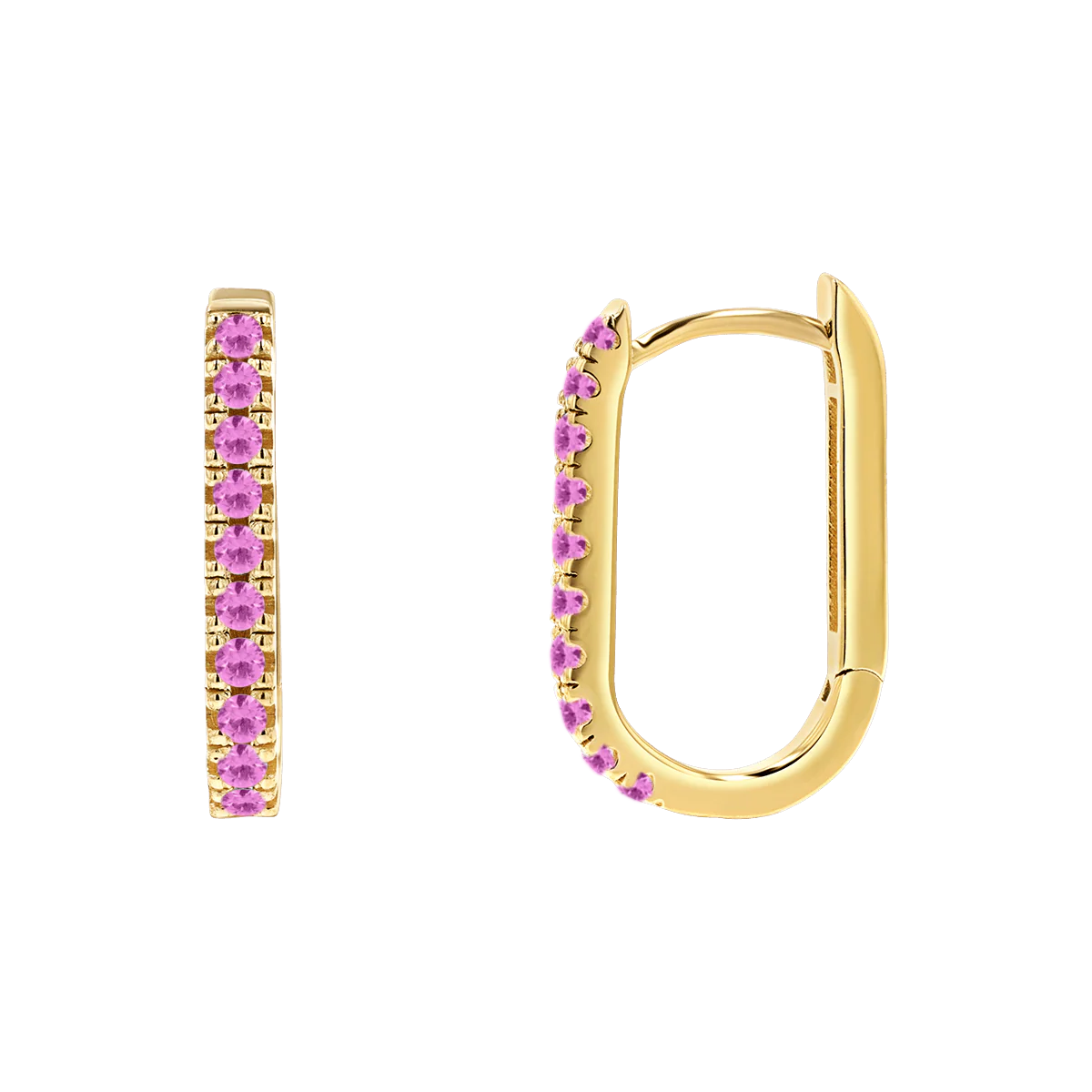 Gemstone Pave Paper Clip Huggie Earrings - Image 6