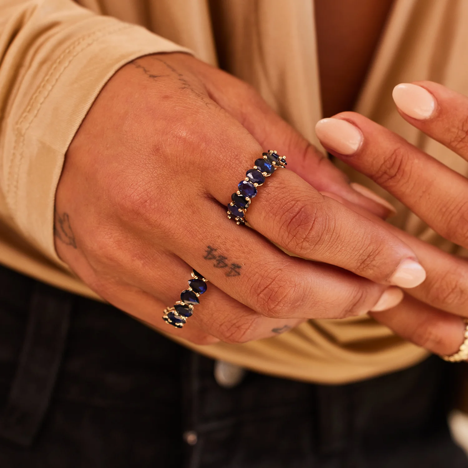 Genuine Blue Sapphire Oval Eternity Band - Image 4