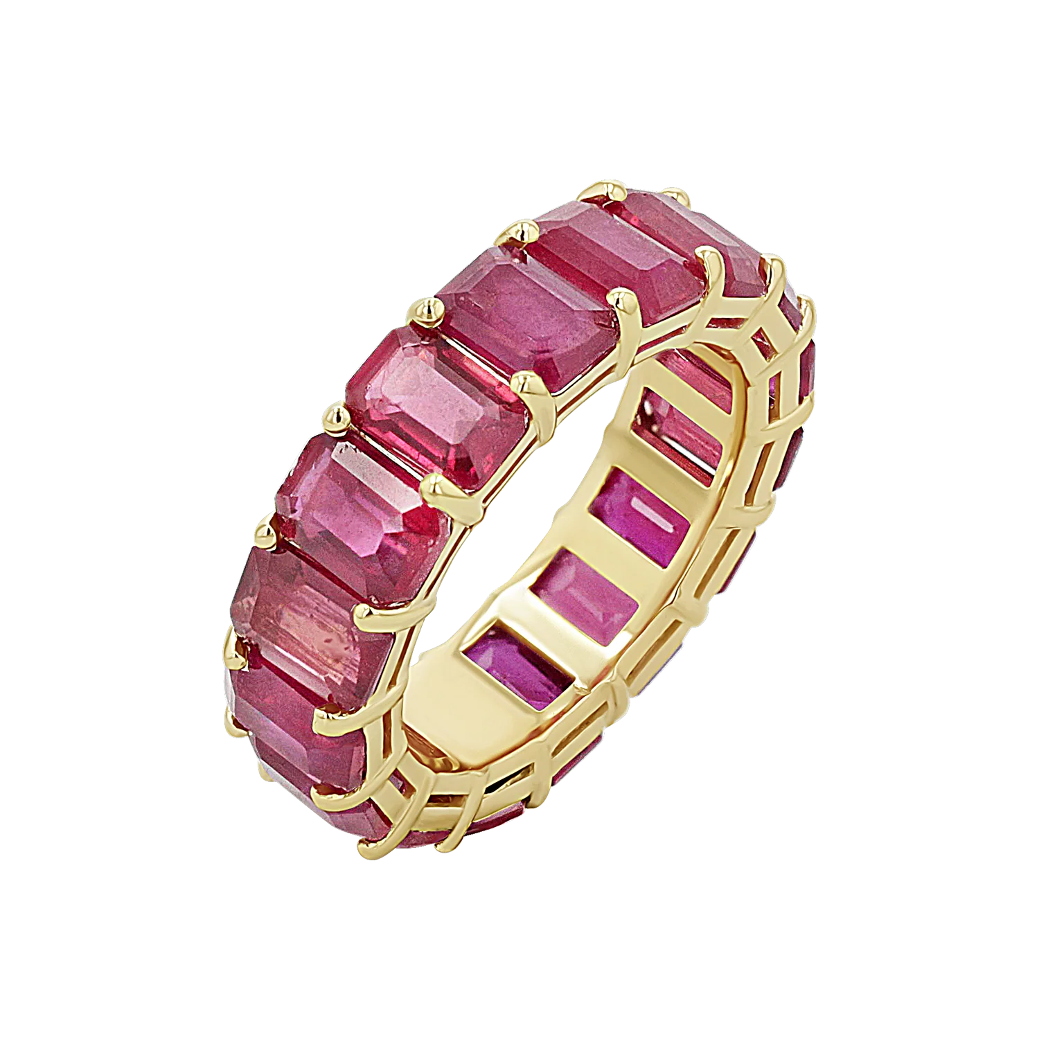Genuine Ruby Emerald Cut Eternity Ring