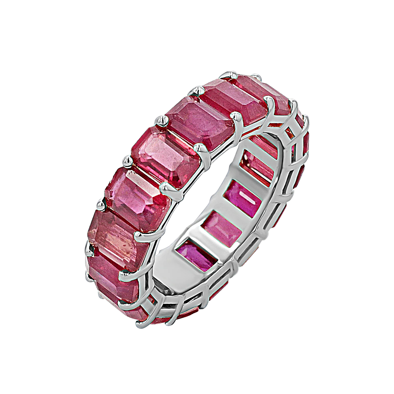 Genuine Ruby Emerald Cut Eternity Ring - Image 2