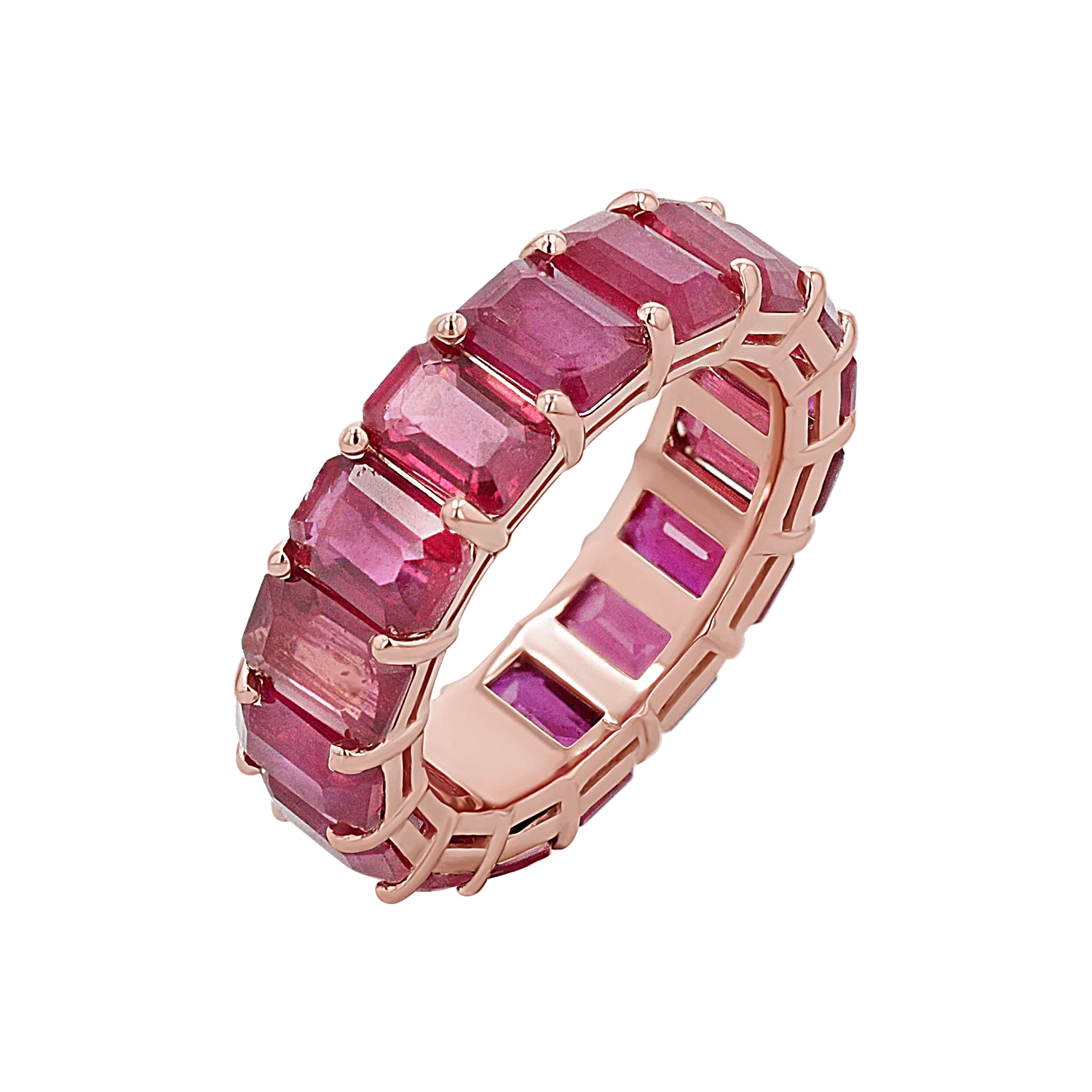 Genuine Ruby Emerald Cut Eternity Ring - Image 3