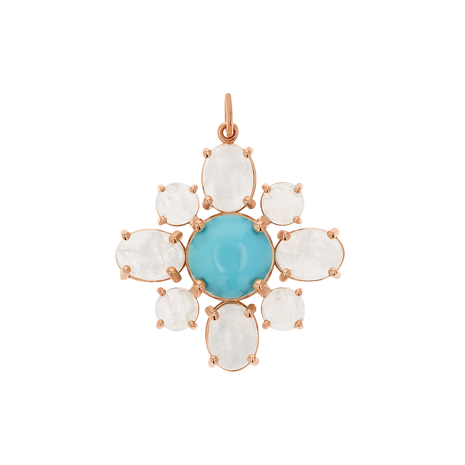Genuine Turquoise Moonstone Fleur Charm - Image 3