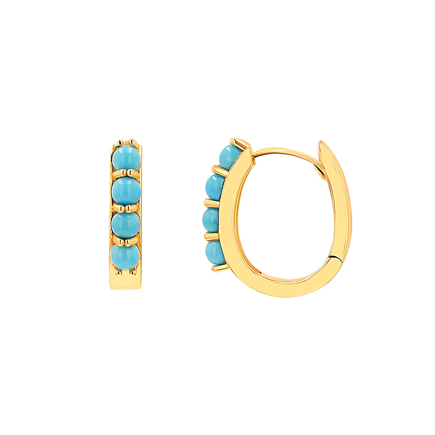 Genuine Turquoise Paper Clip Huggie Hoops